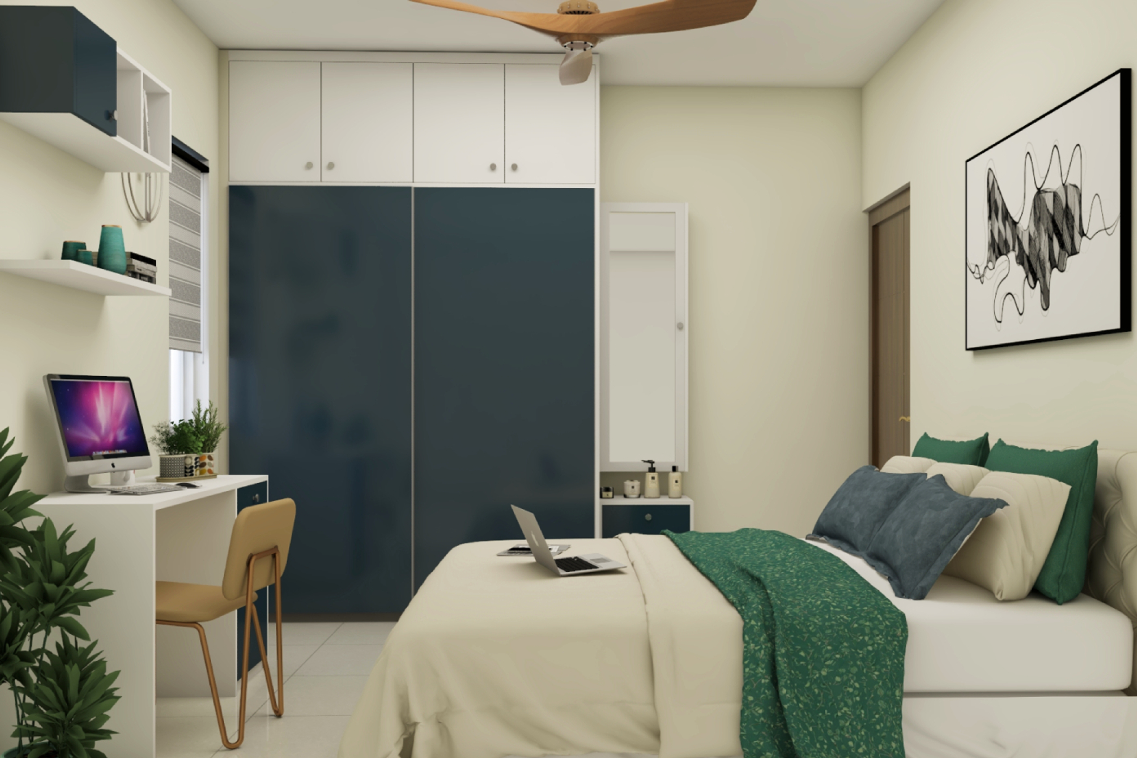 Modern Guest Room Design WIth Office Setup