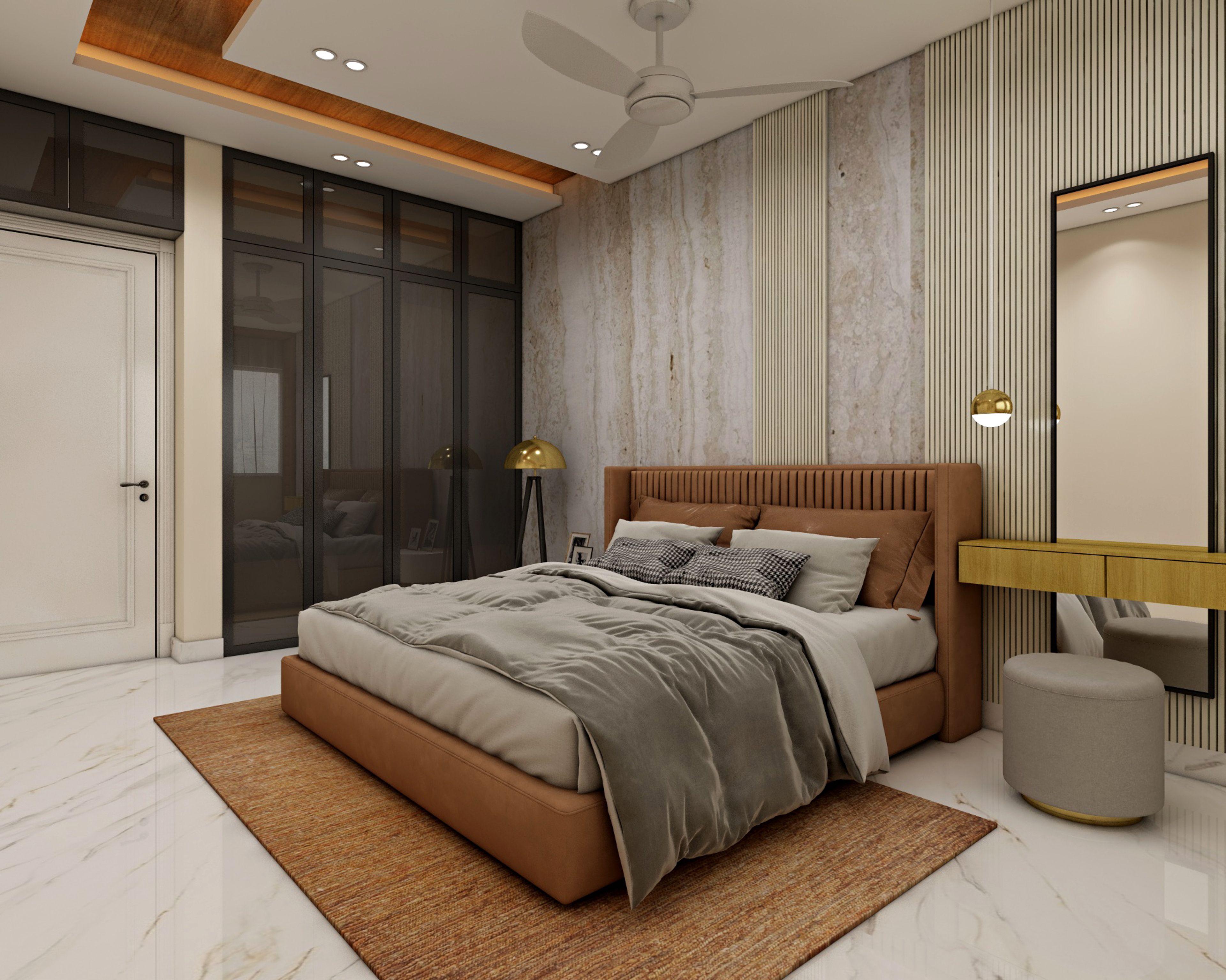 Modern Guest Room Design With Marble Flooring