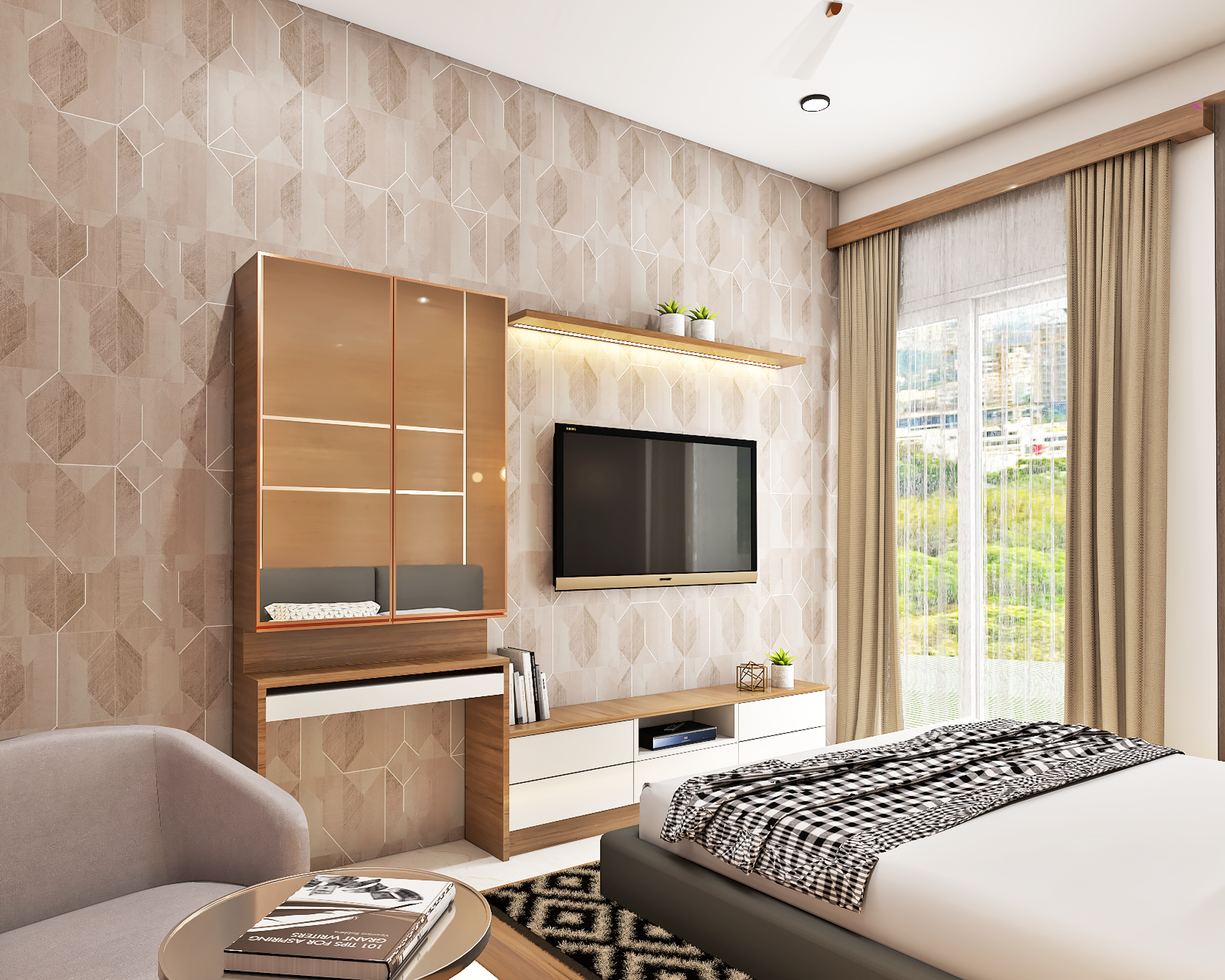 Spacious Room For Guests With Contemporary Interiors - Livspace