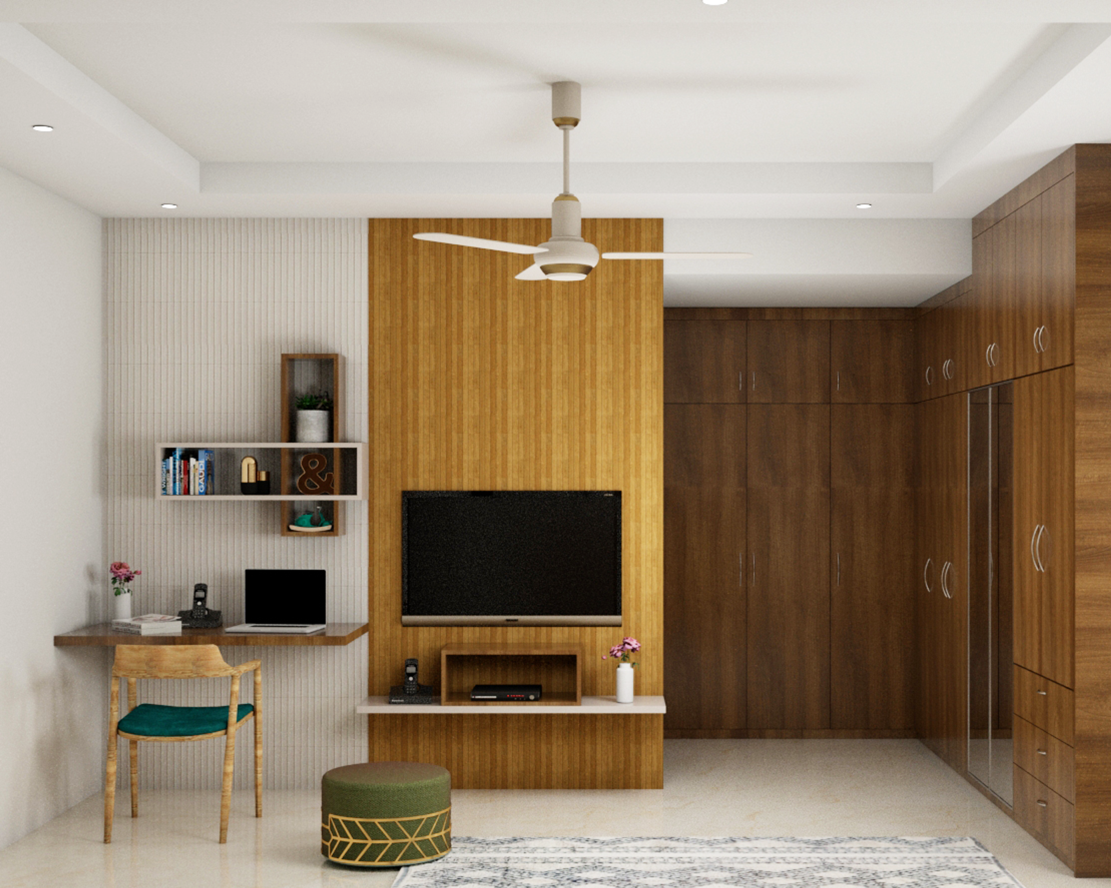 Convenient Easy To Maintain Guest Room With Marble Flooring - Livspace