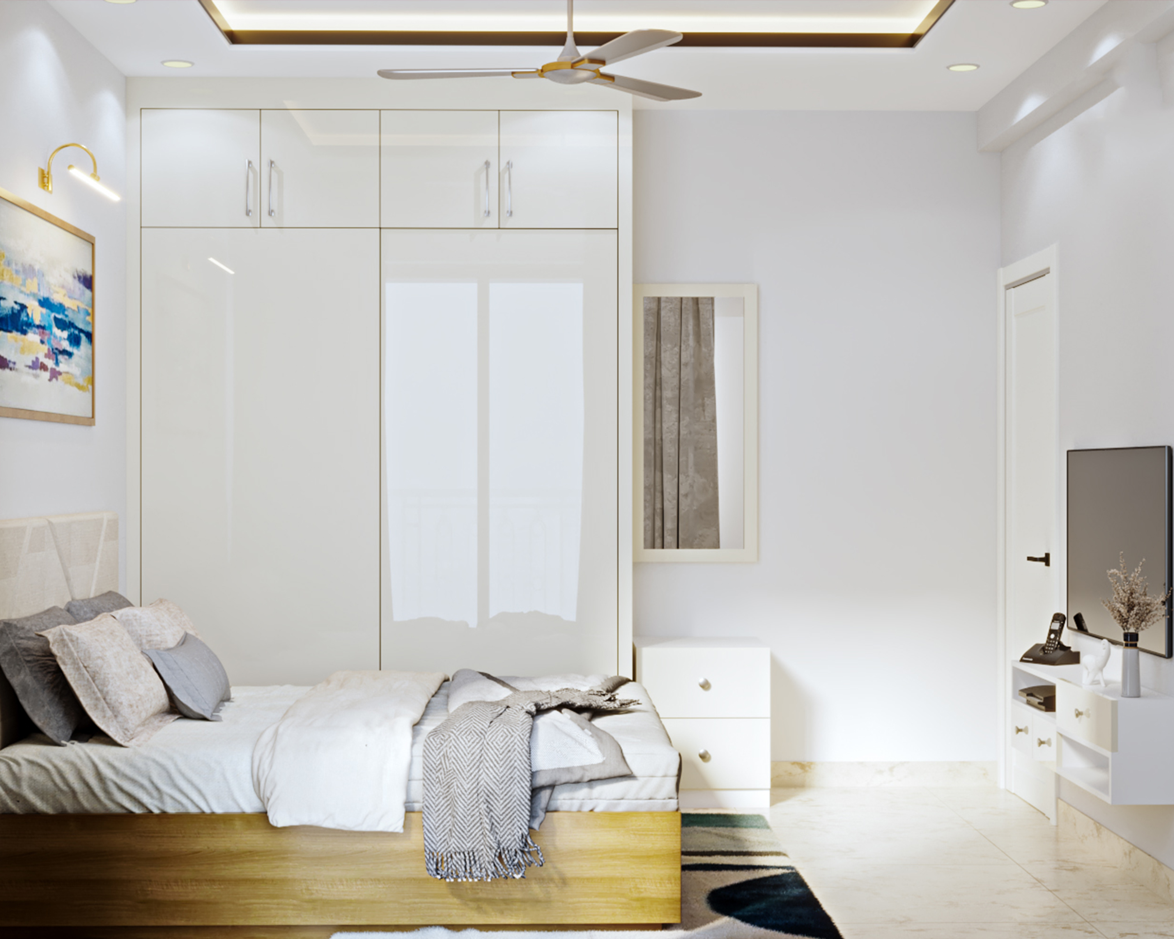 Low Maintenance Modern Guest Room With Raw Textures - Livspace