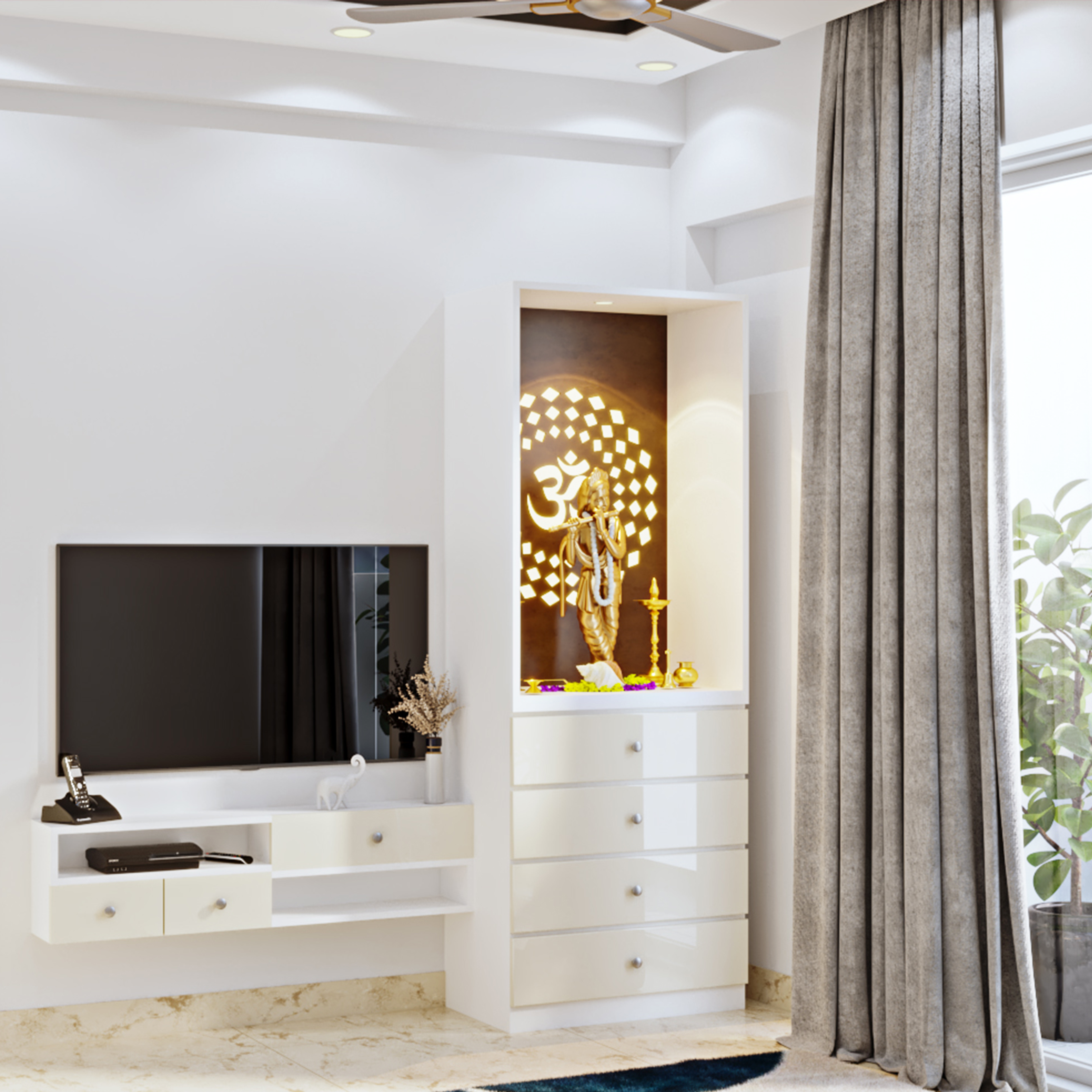 Low Maintenance Modern Guest Room With Raw Textures - Livspace