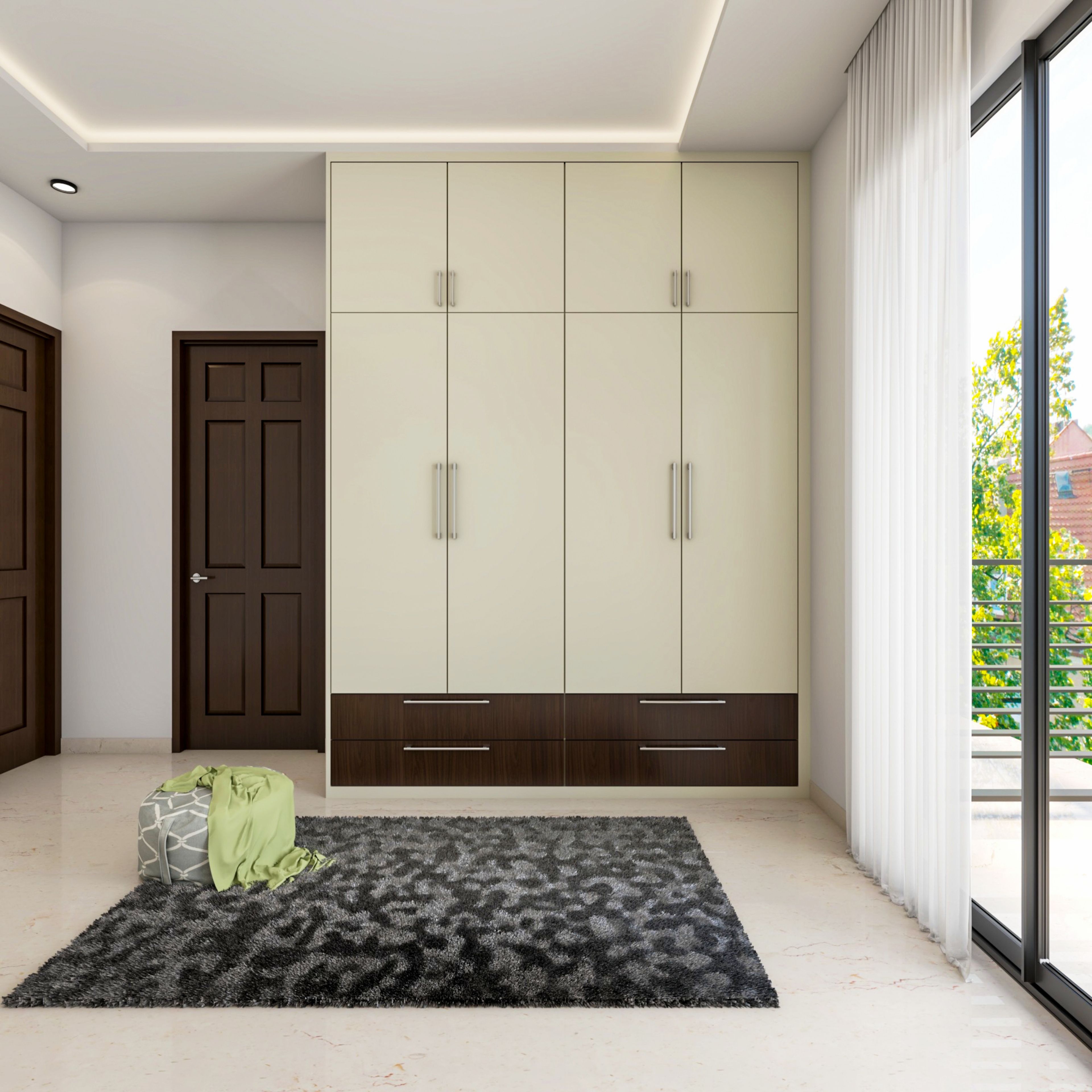 Modern Easy To Maintain Guest Bedroom With Beige Interiors - Livspace