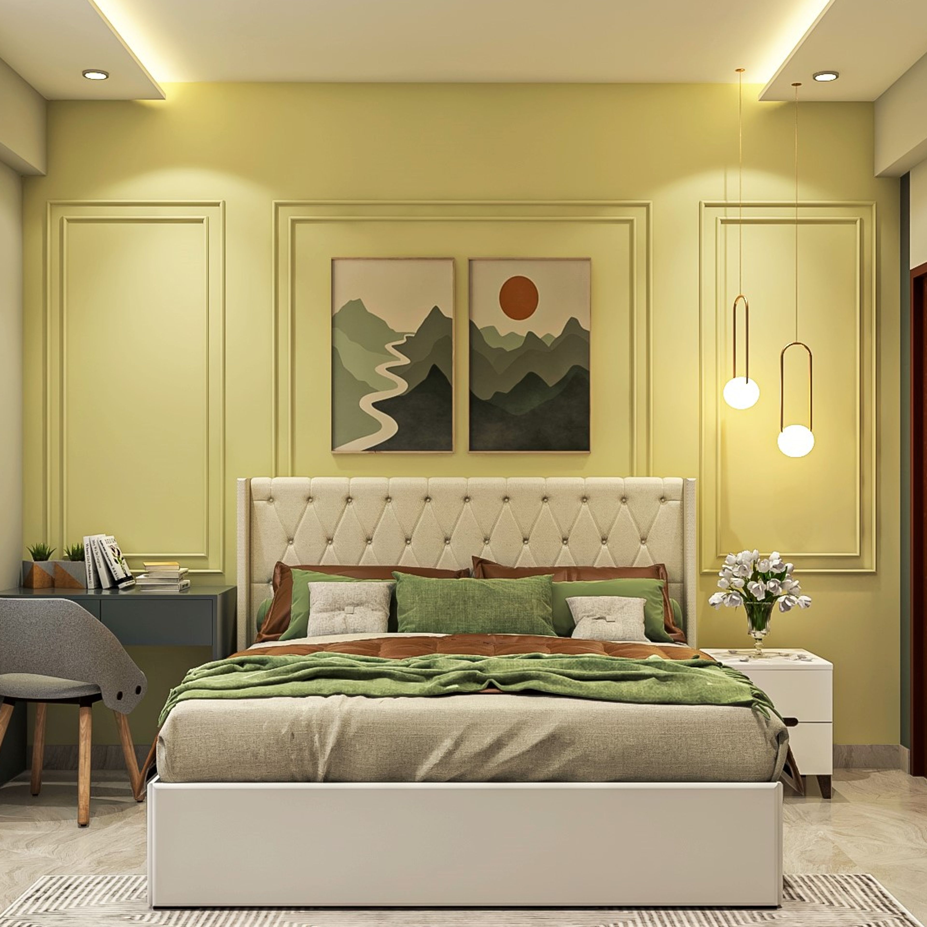 Comprehensive Yellow-Grey Guest Room