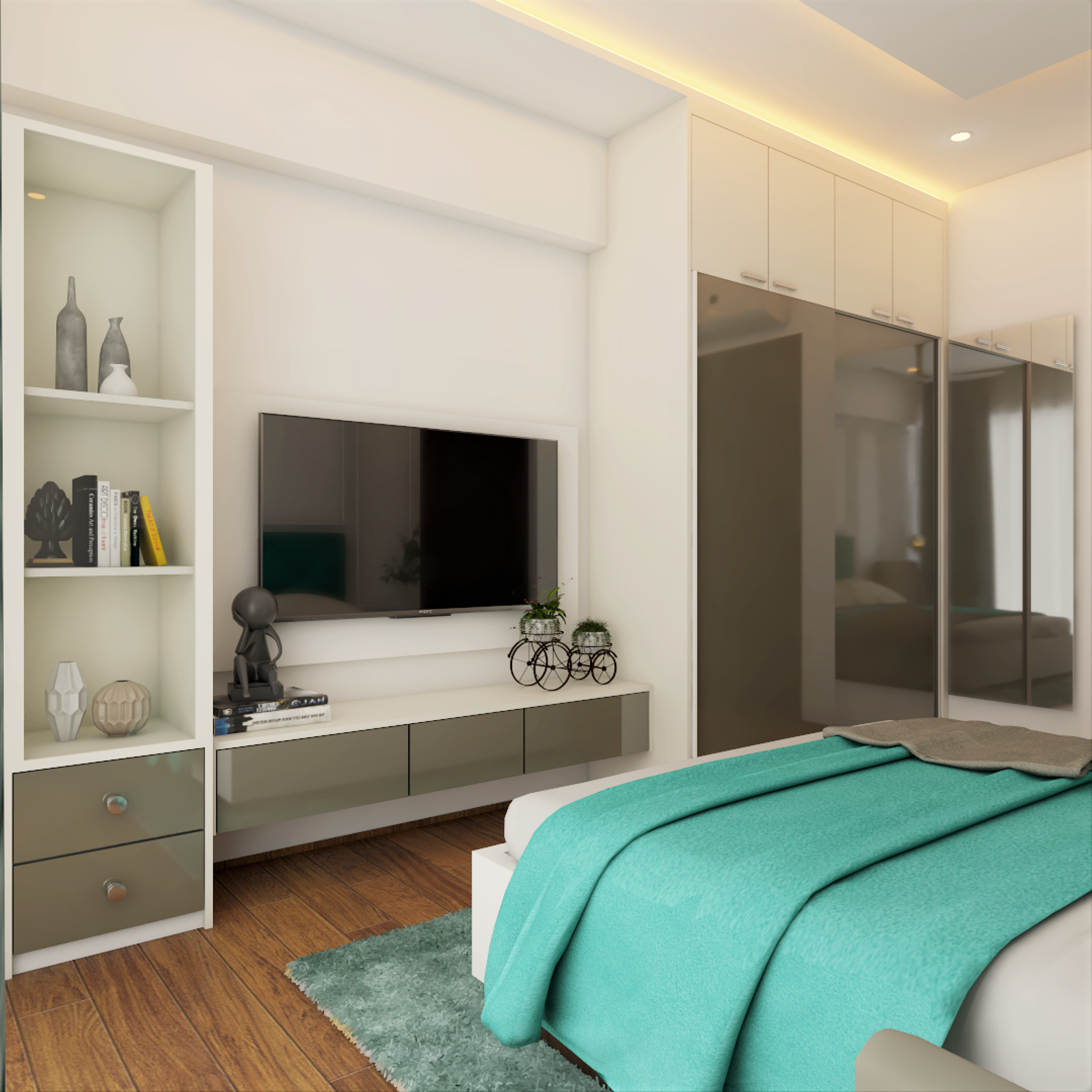 Turquoise Tinted Bedroom Designs - Livspace