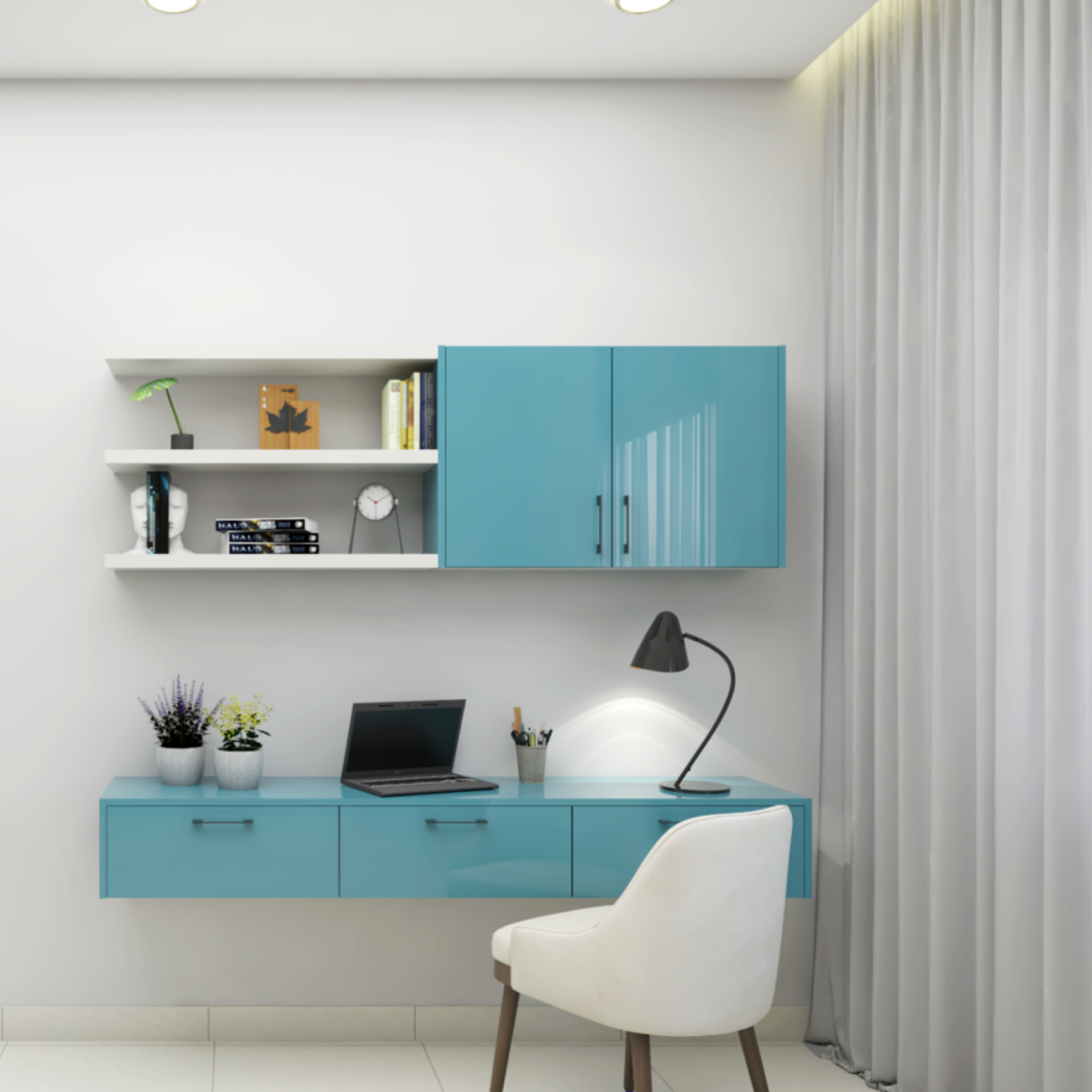 Blue-Themed Home Office