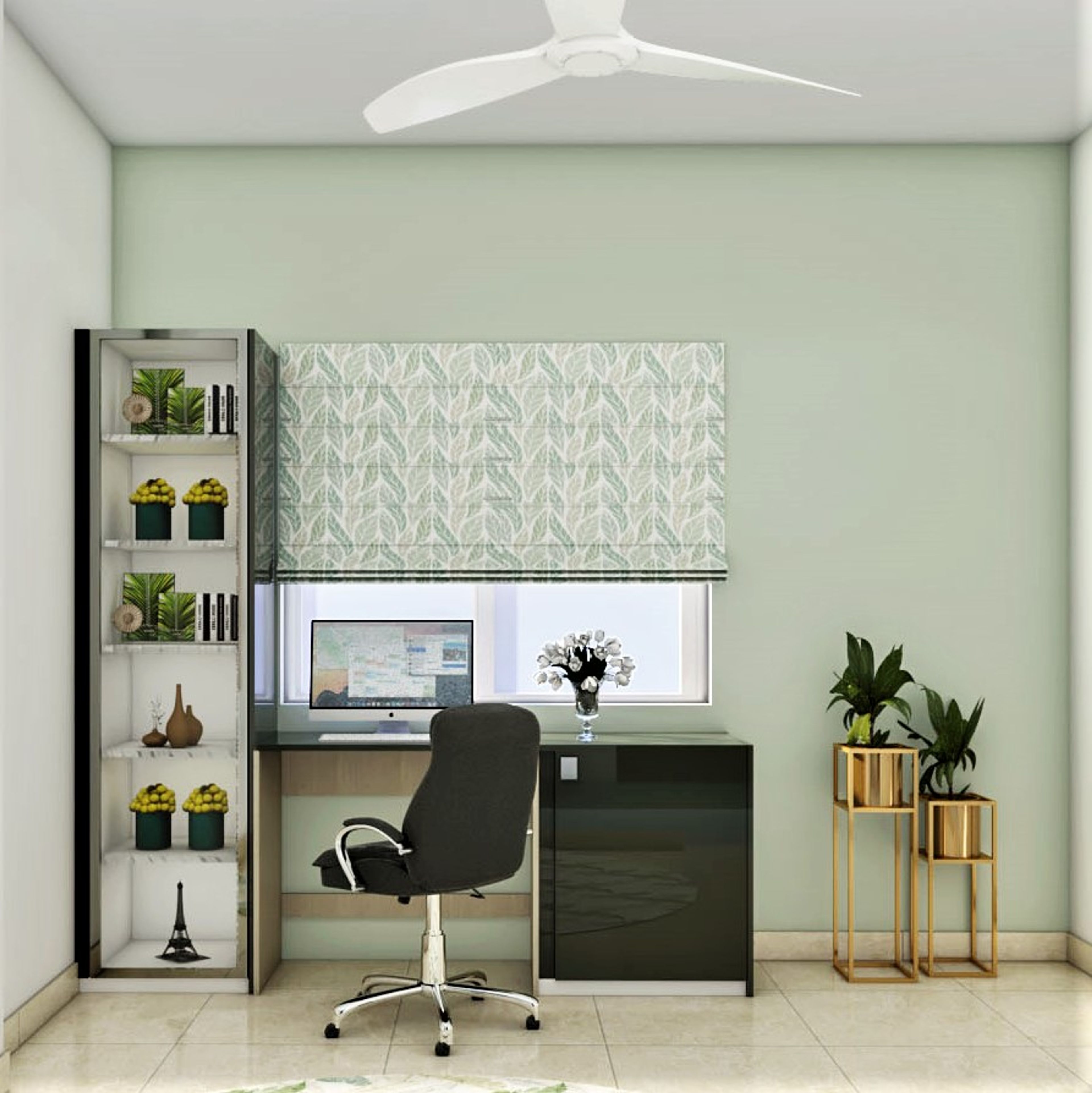 Pastel Toned Spacious Contemporary Home Office Design