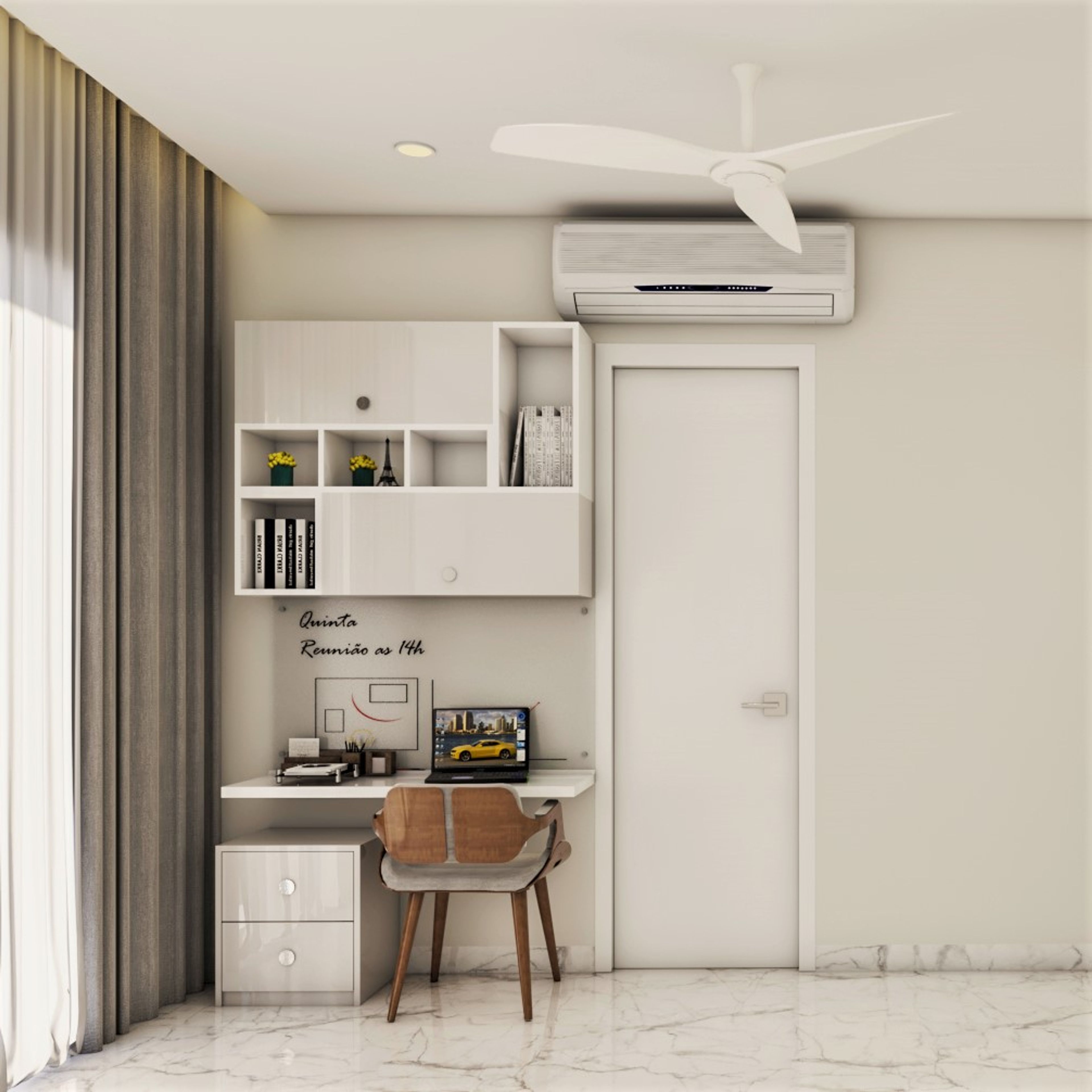 Contemporary Study Space Design For Compact Layout