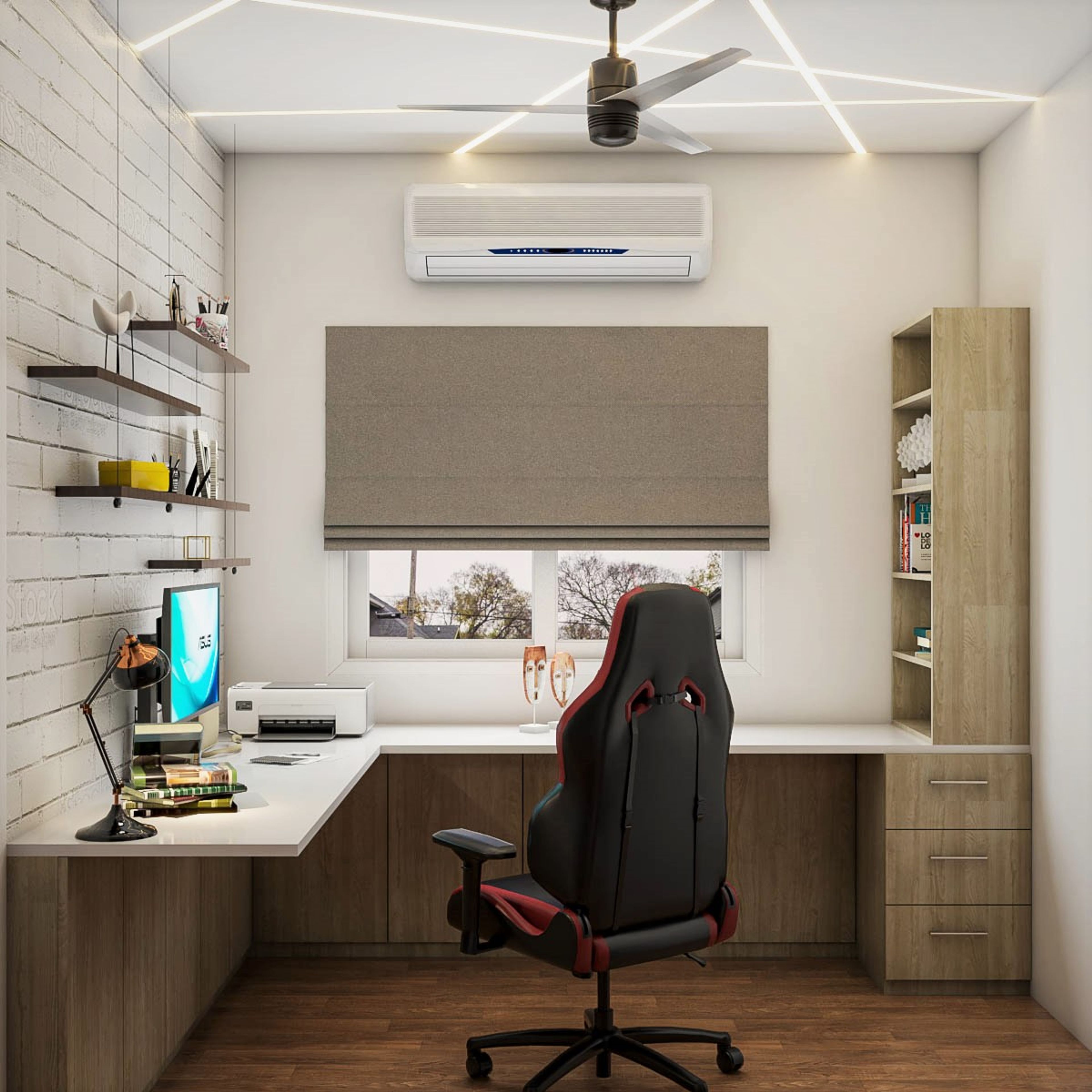 Spacious Easy To Maintain Home Office Design With Contemporary Look