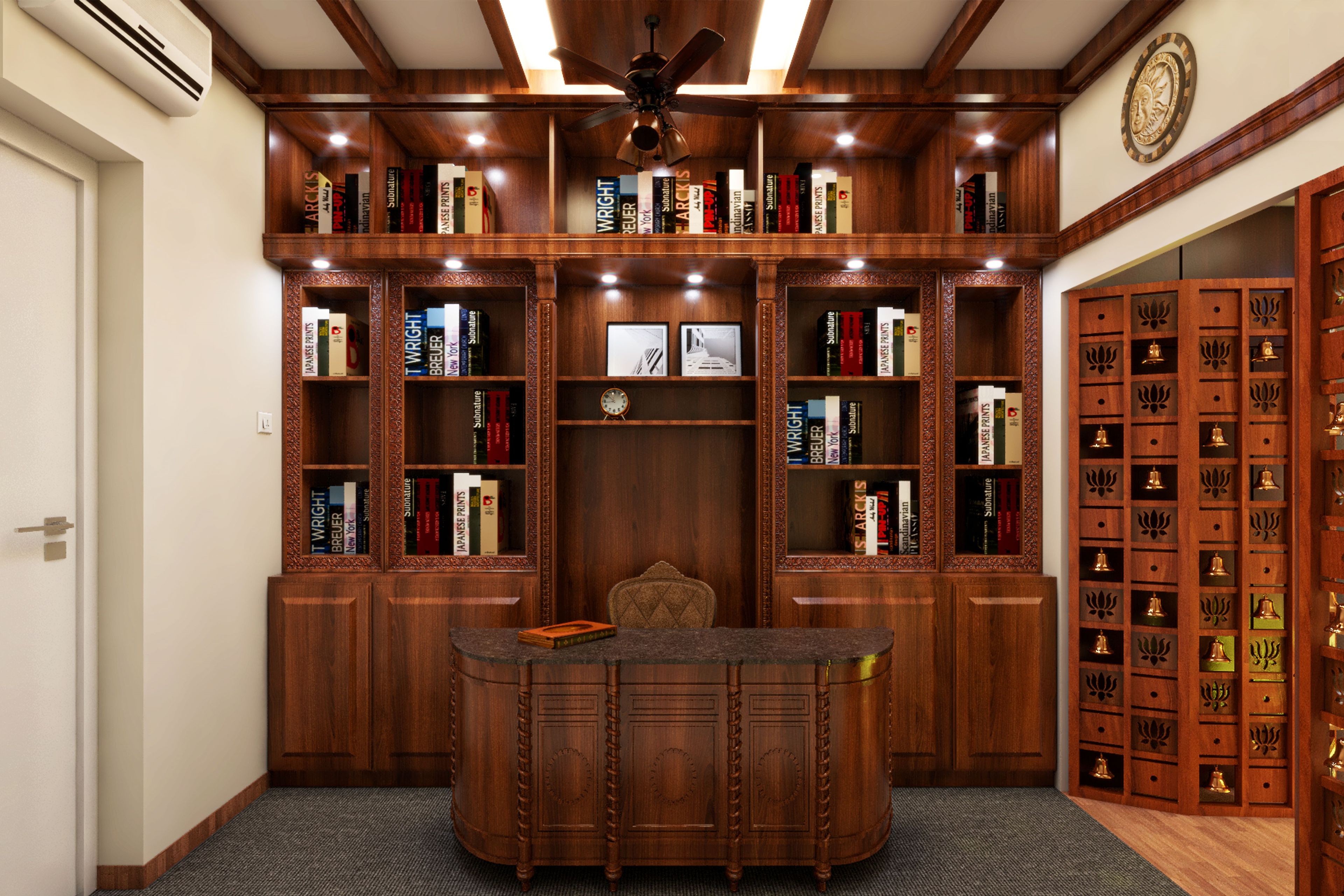 Vintage Dark-Themed Home Office Design