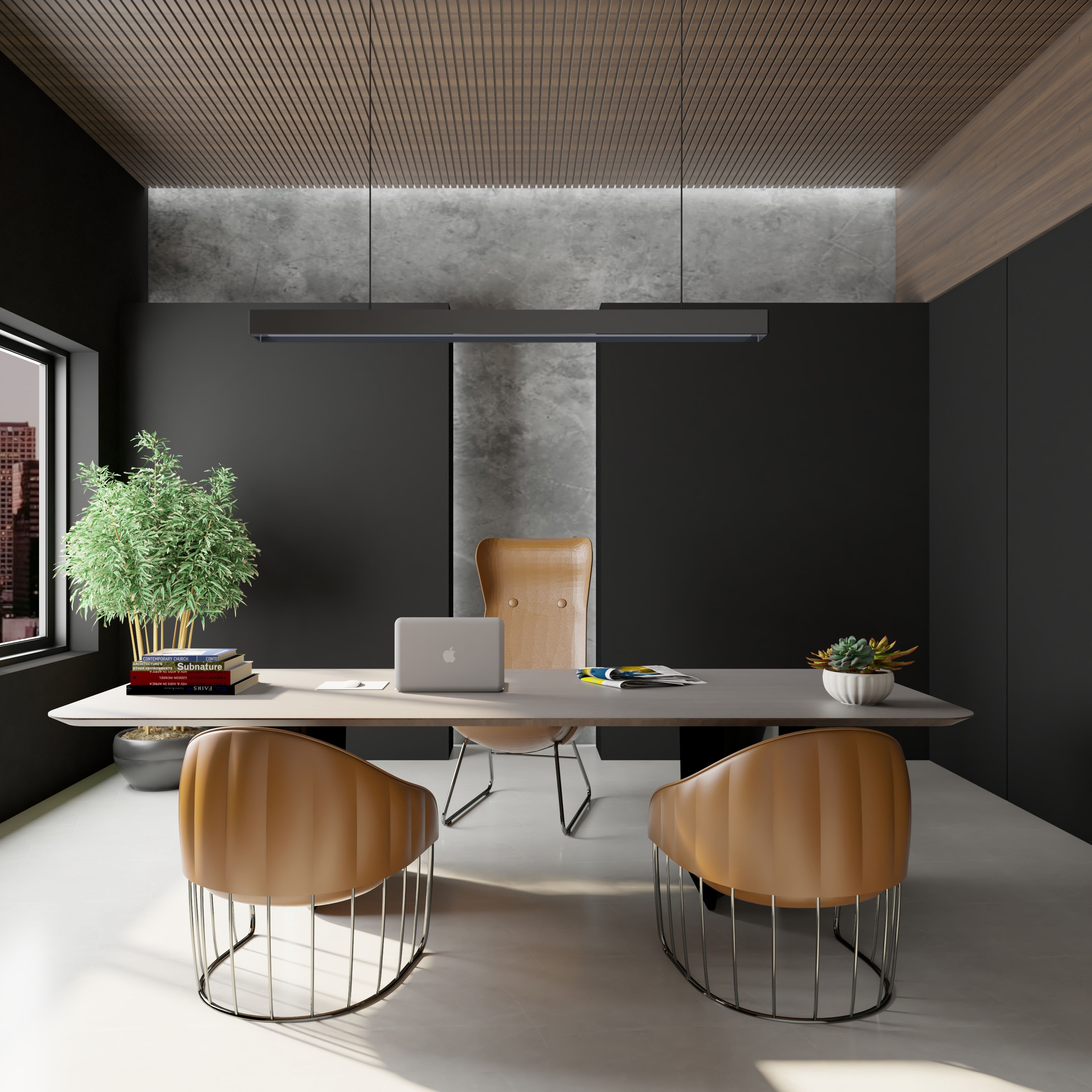 Rustic Themed Spacious Well-Lit Home Office