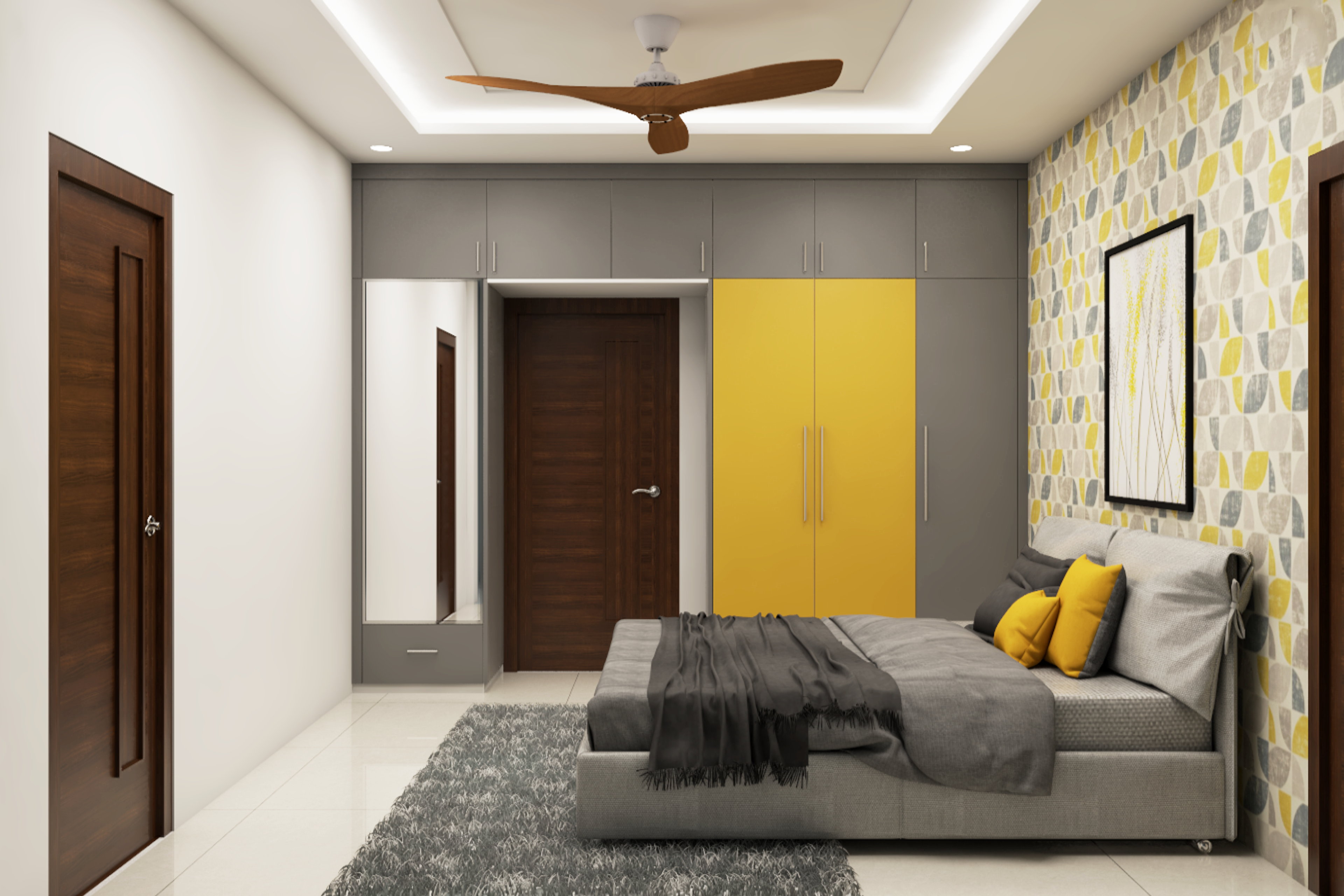 Compact Yellow Kids Bedroom - Livspace