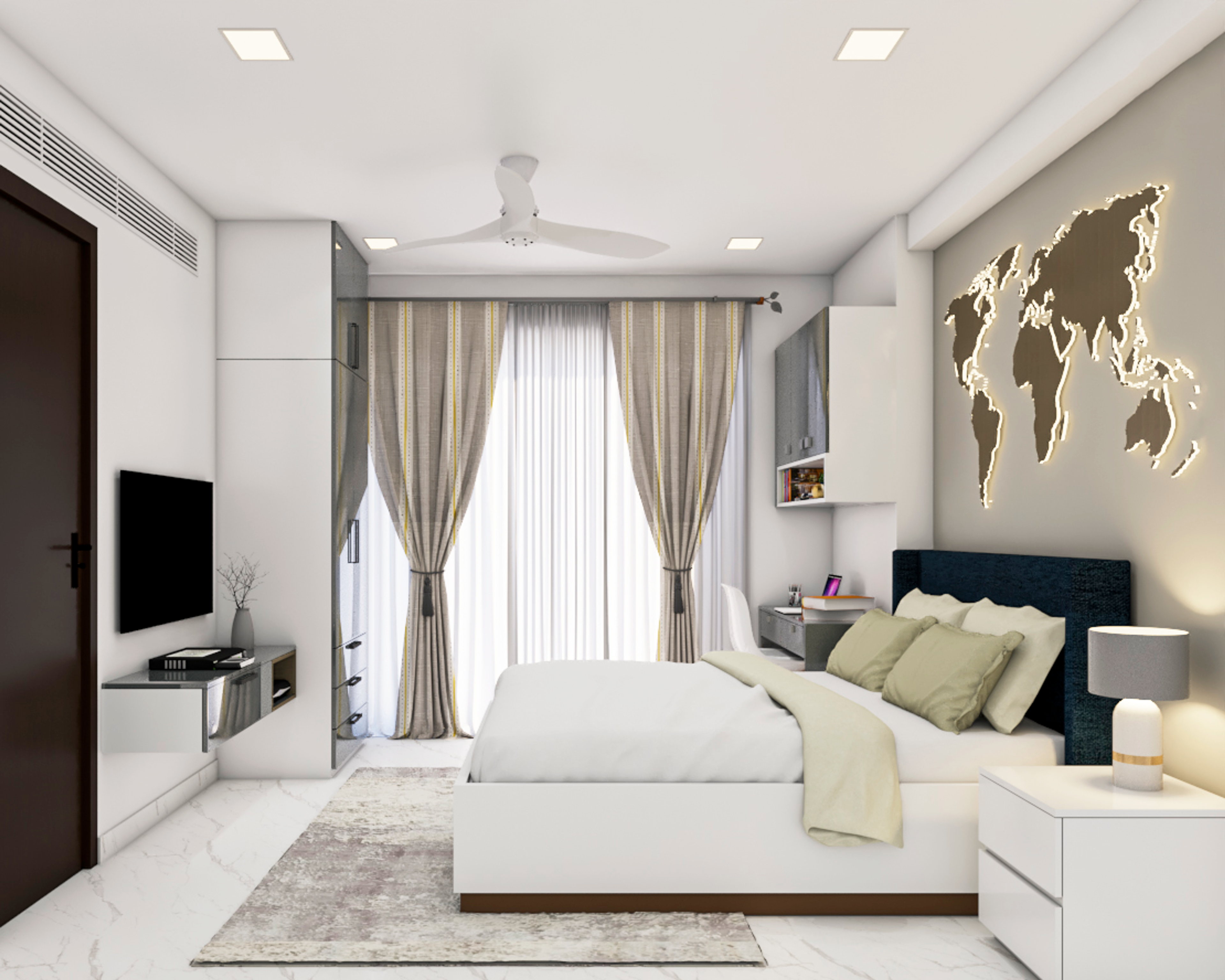 Contemporary White Bedroom - Livspace