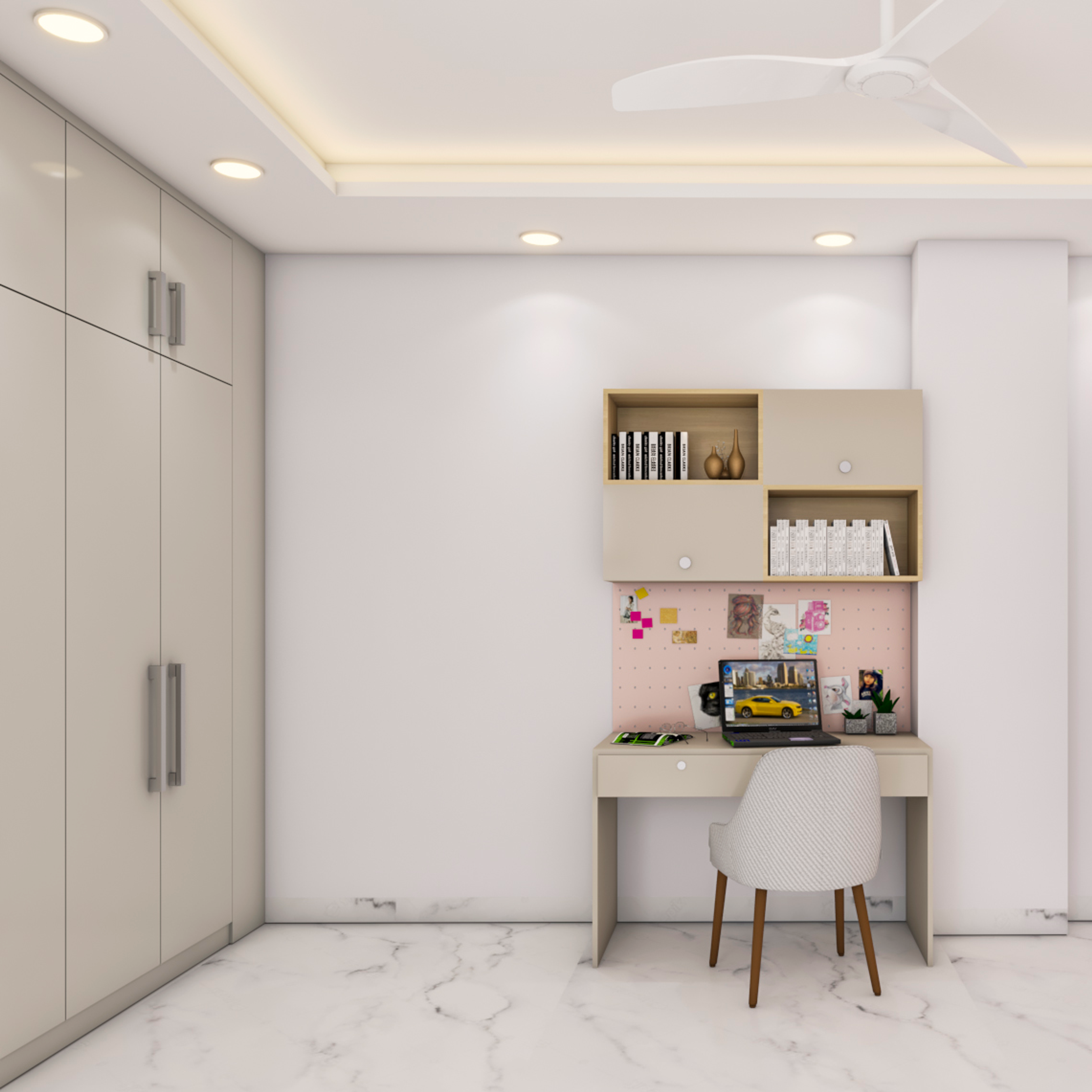 Pink and Grey Kids Bedroom - Livspace