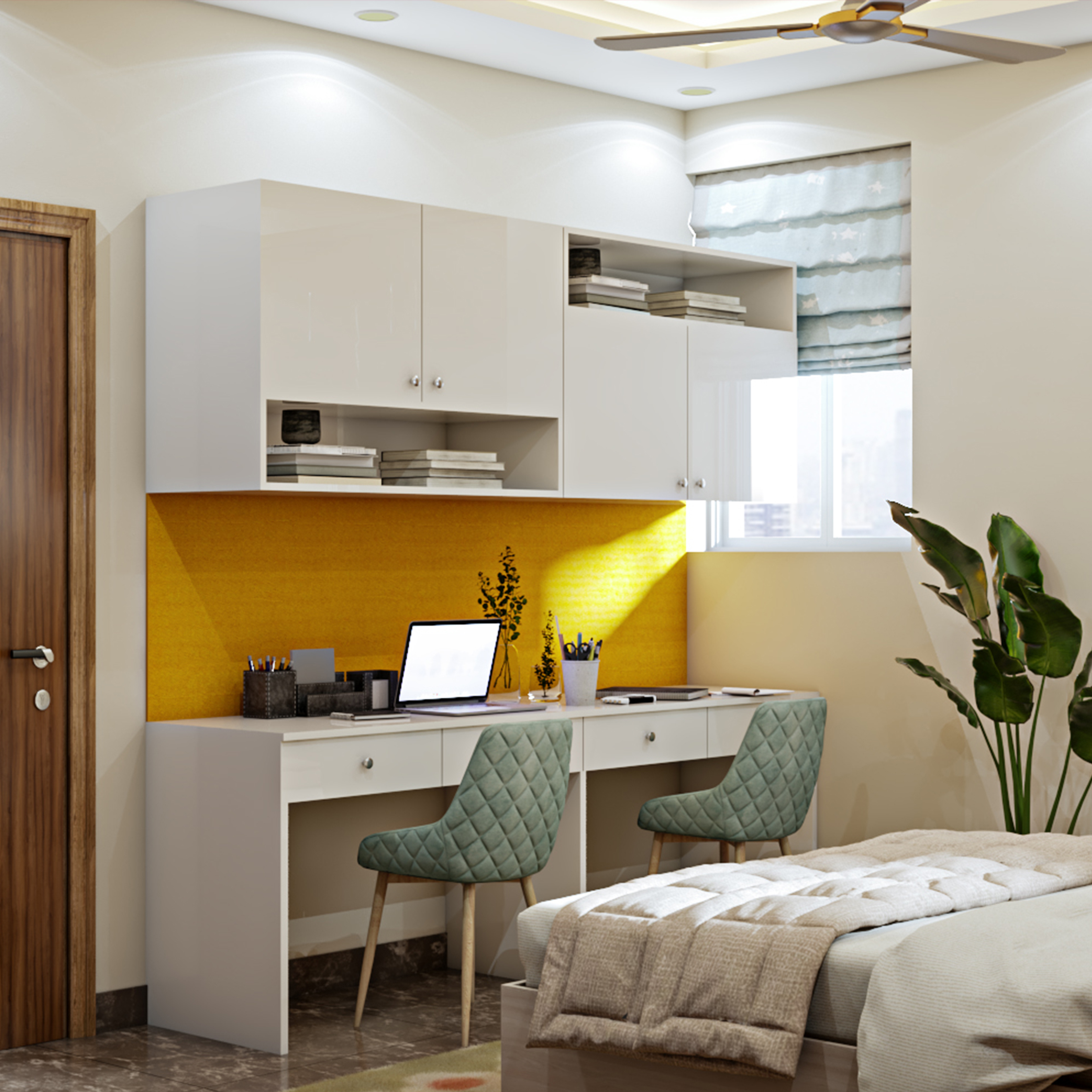 Contemporary Kids Bedroom with Chalkboard Wall - Livspace