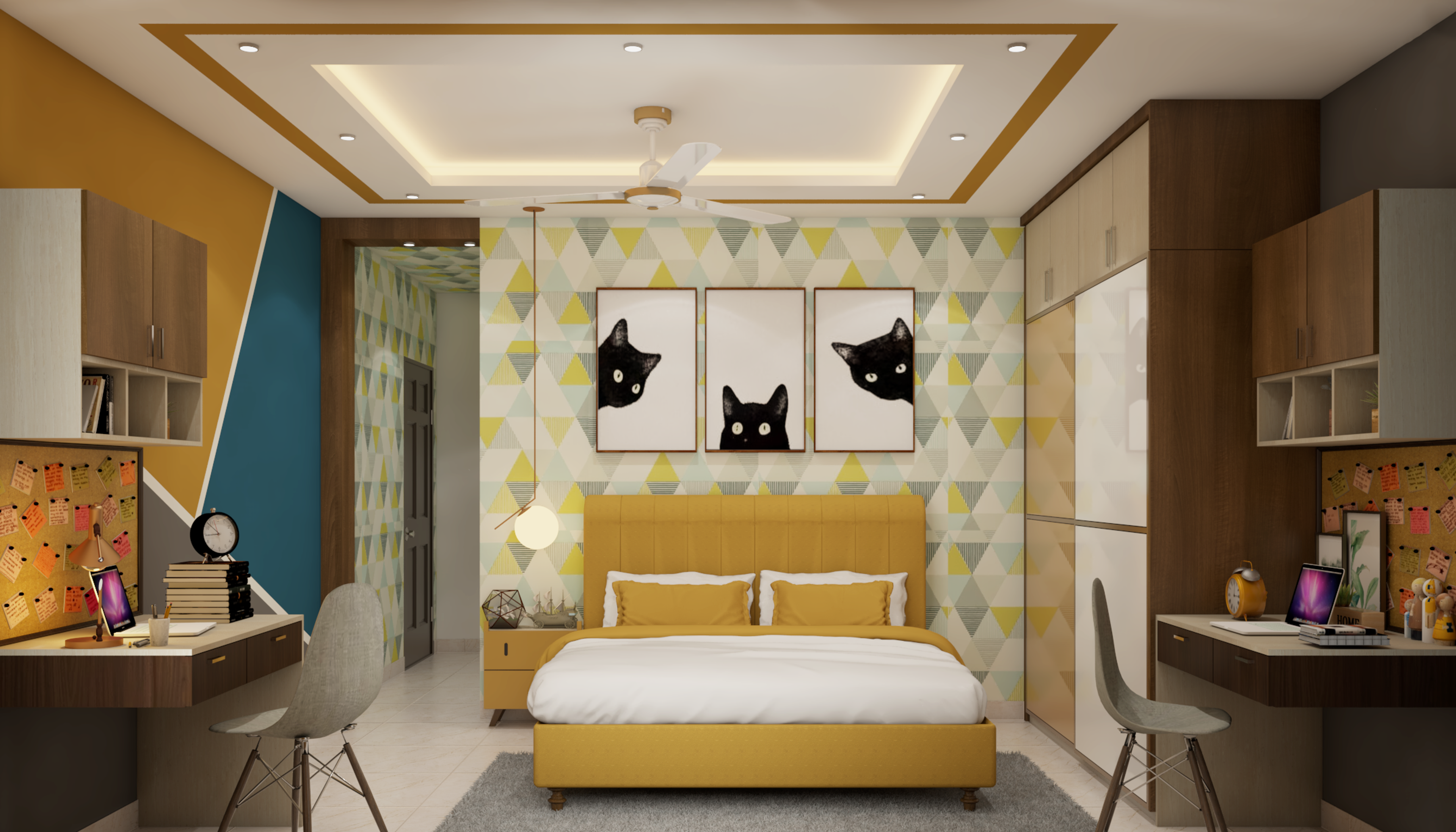 Amber Toned Kids Bedroom