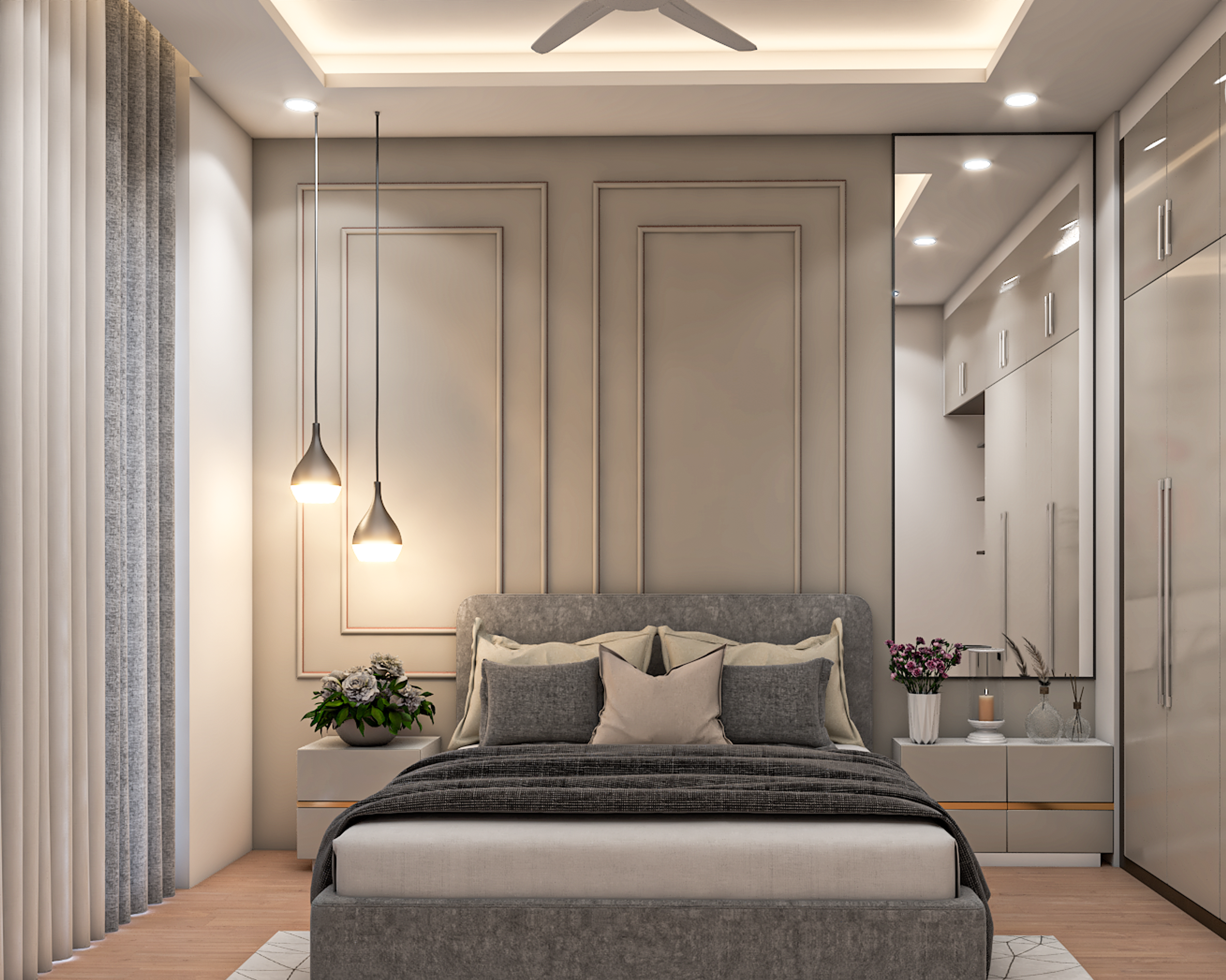 Kids Gray Themed Bedroom Design