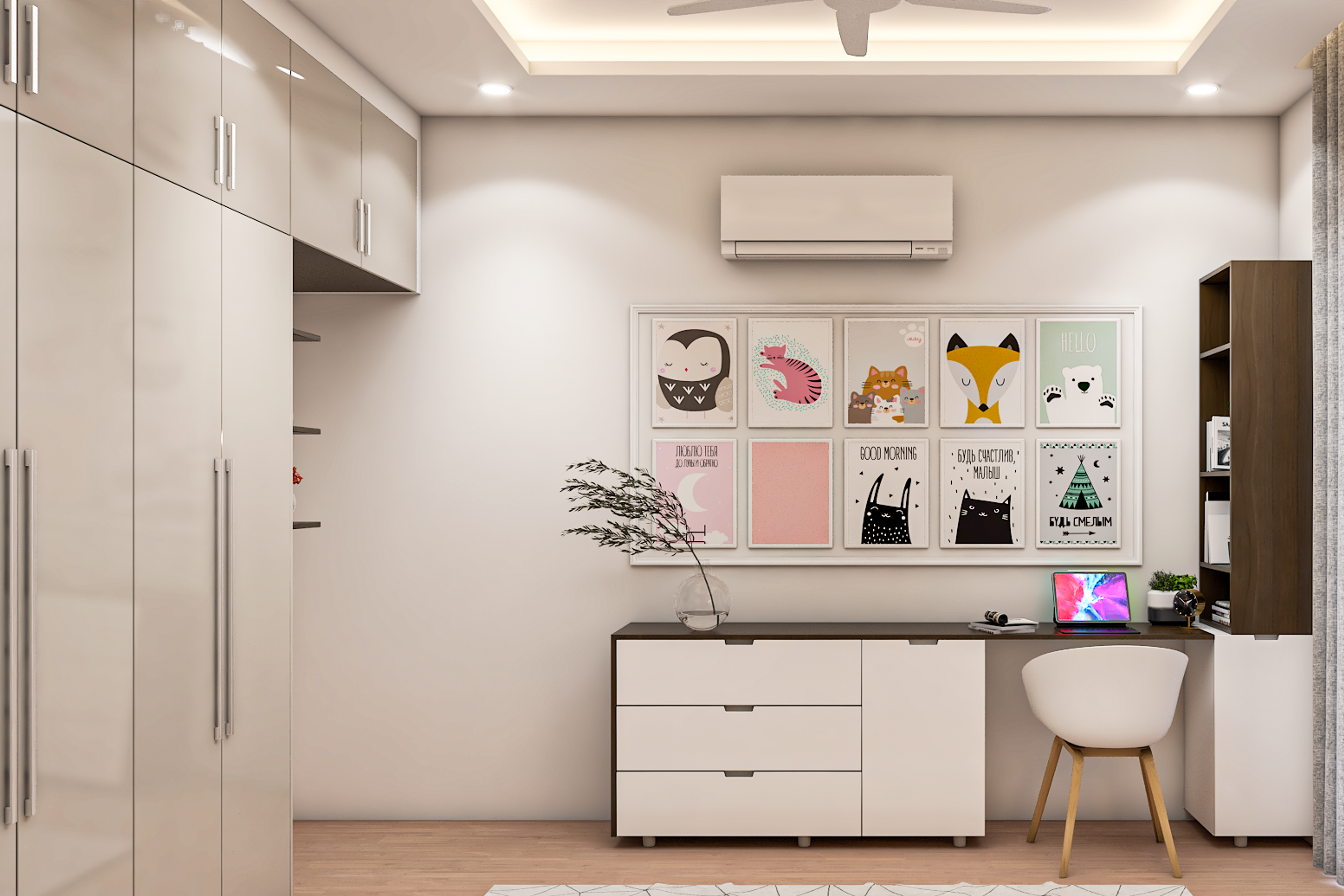 Kids Elegant Bedroom with Wall Trims - Livspace