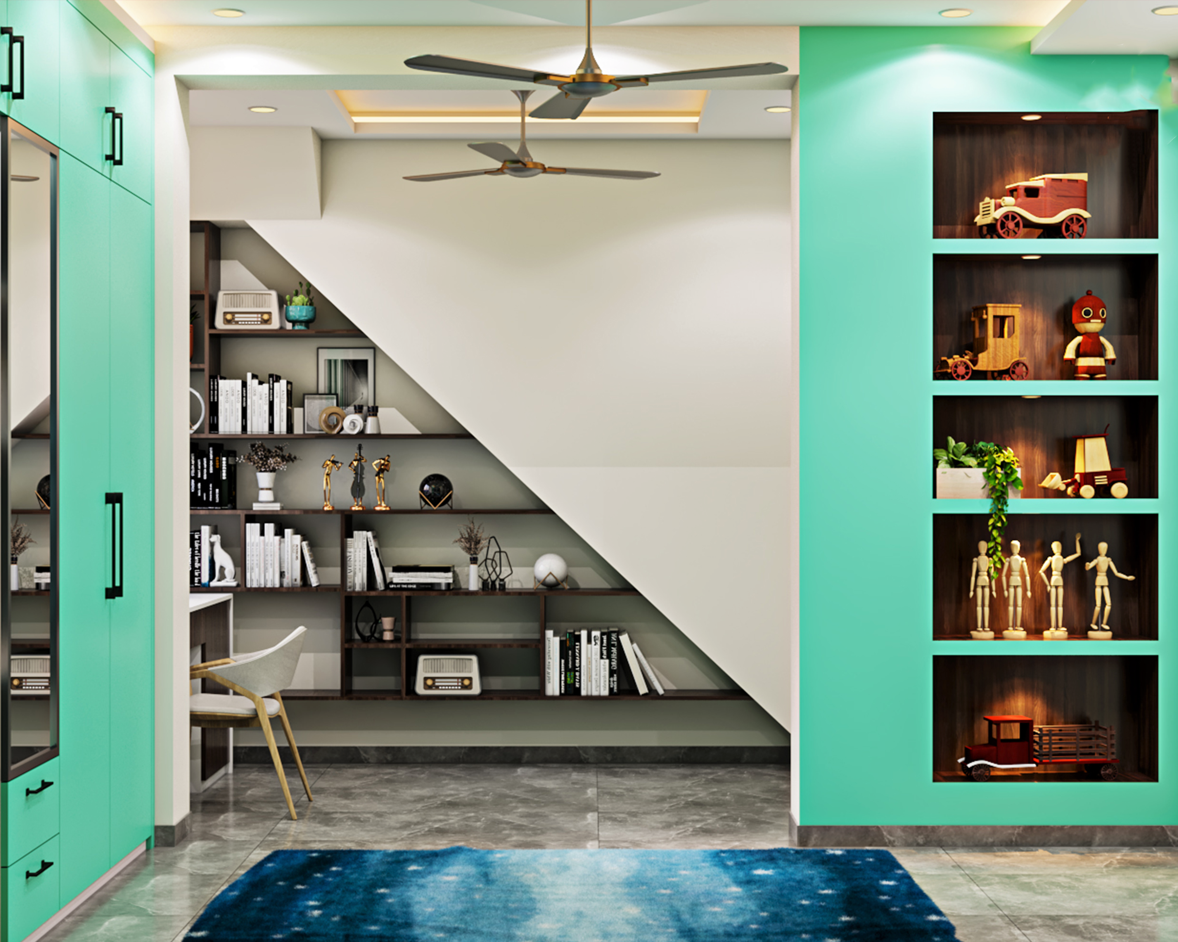 Kids Bedroom with Space Wallpaper - Livspace