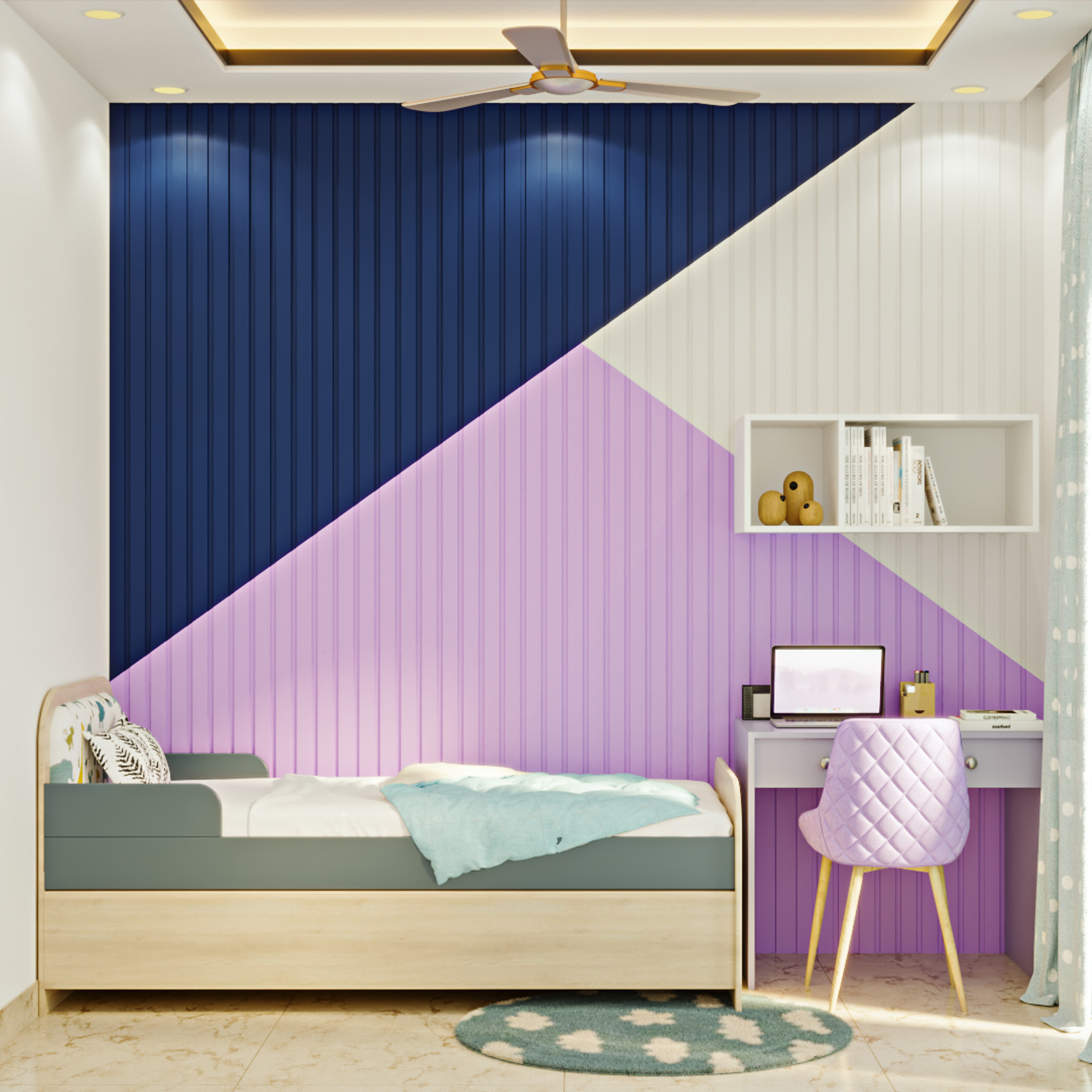 Bedroom with Triangular Accent Wall