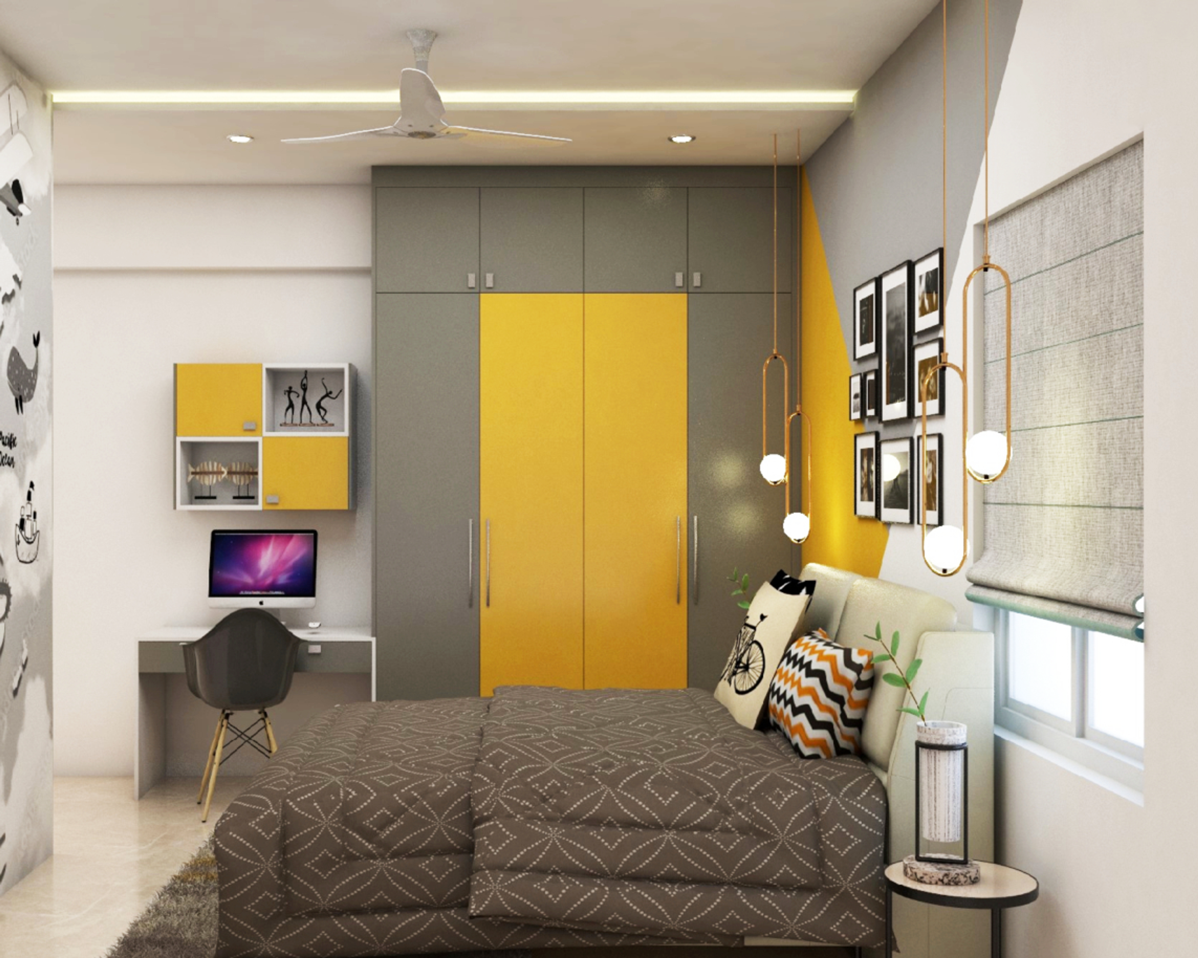 Kids Bedroom with Mustard Yellow Hues