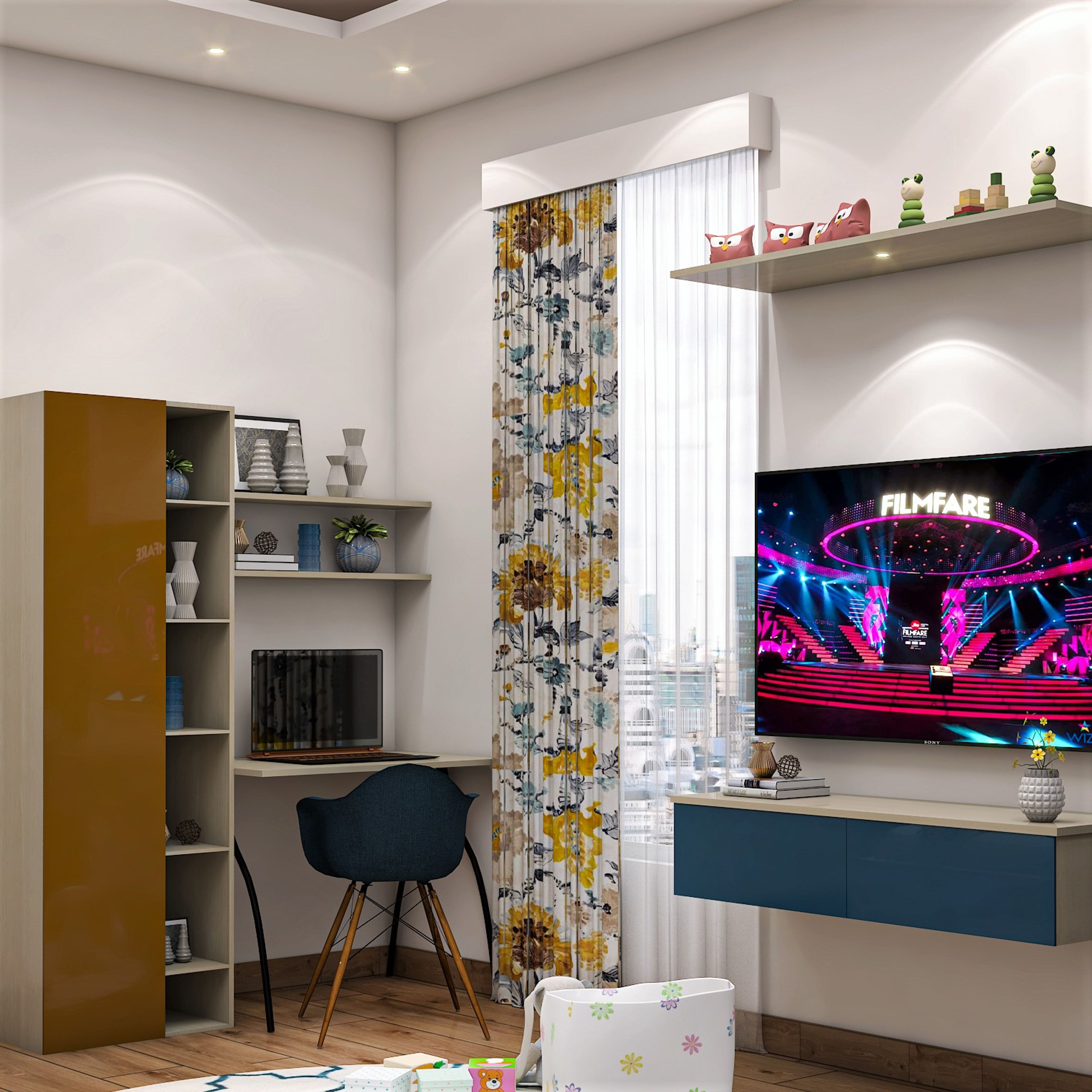 Compact Kids Bedroom with Fun Theme - Livspace