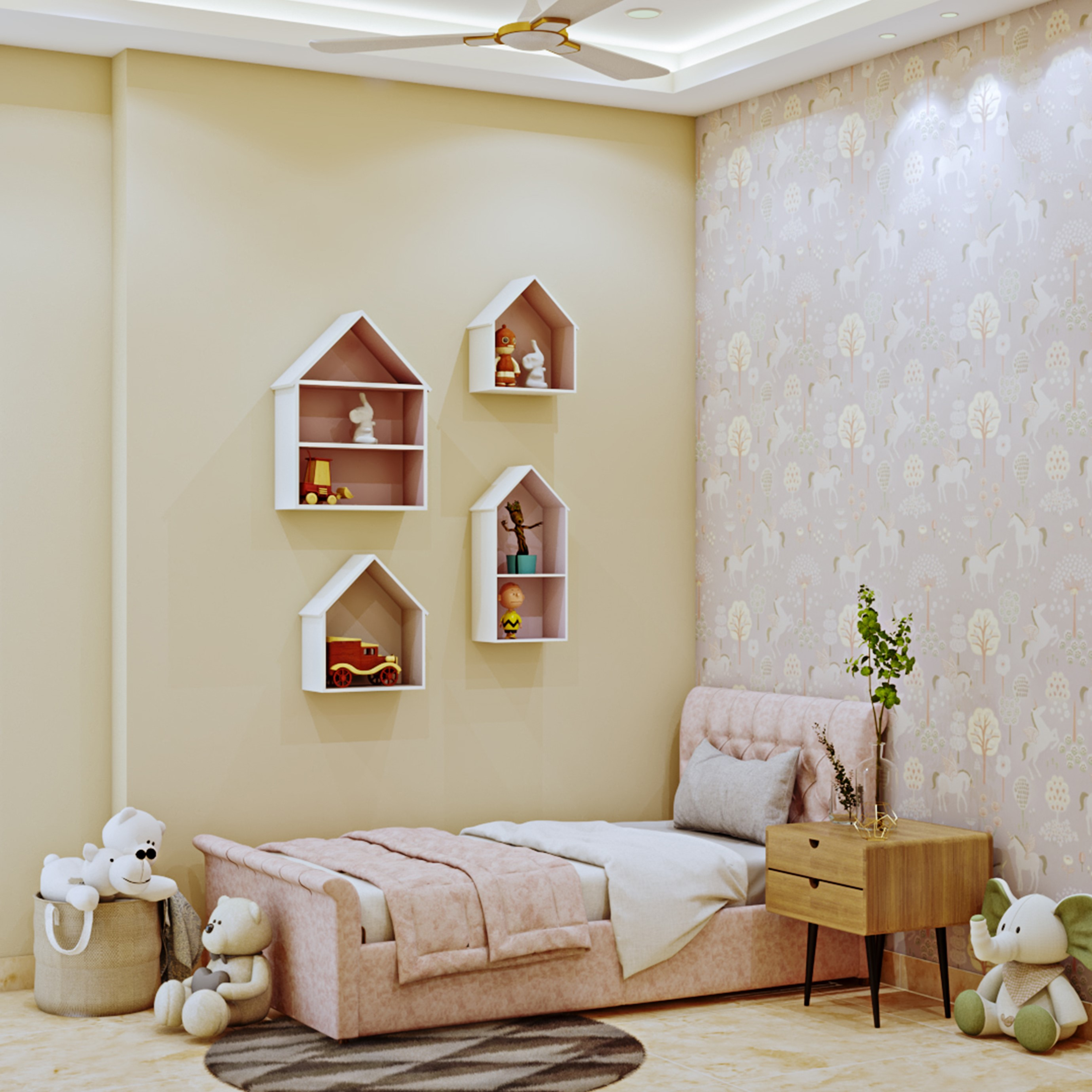 Kids Bedroom Design in Pastel Shades