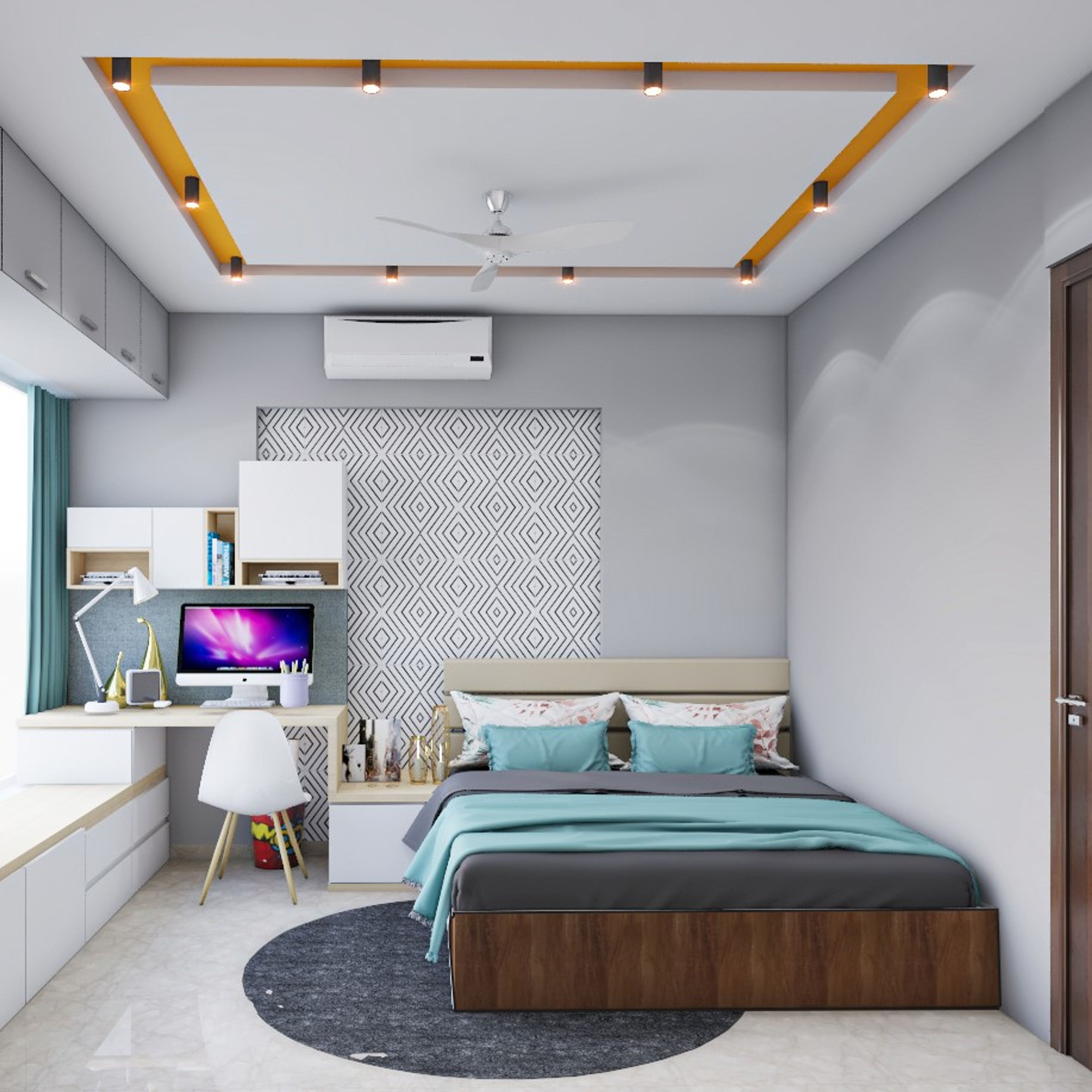 Contemporary Spacious Kids Bedroom With Vibrant Interiors