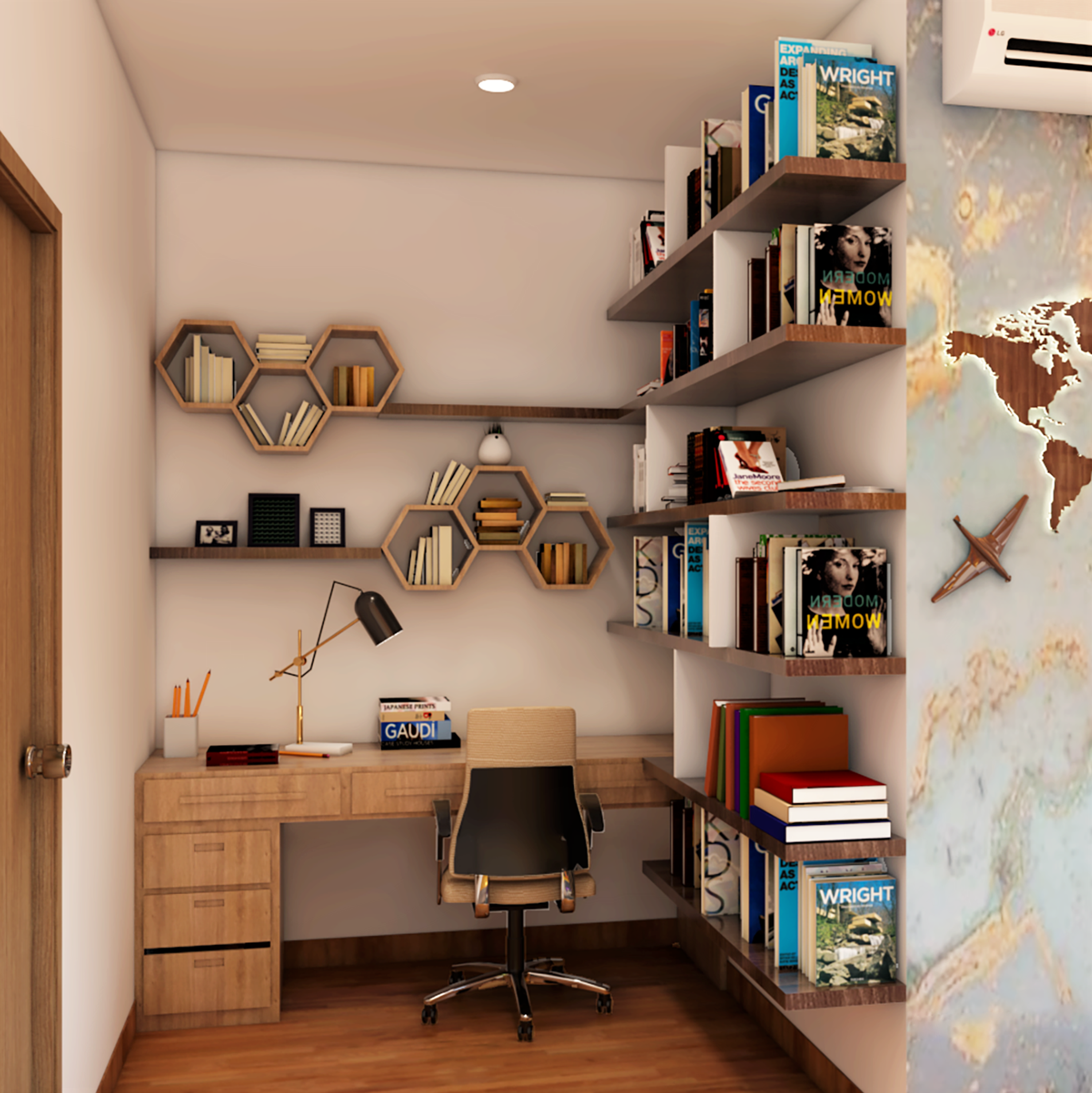 Yellow Themed Modern Kids Bedroom Design With Spacious Layout - Livspace