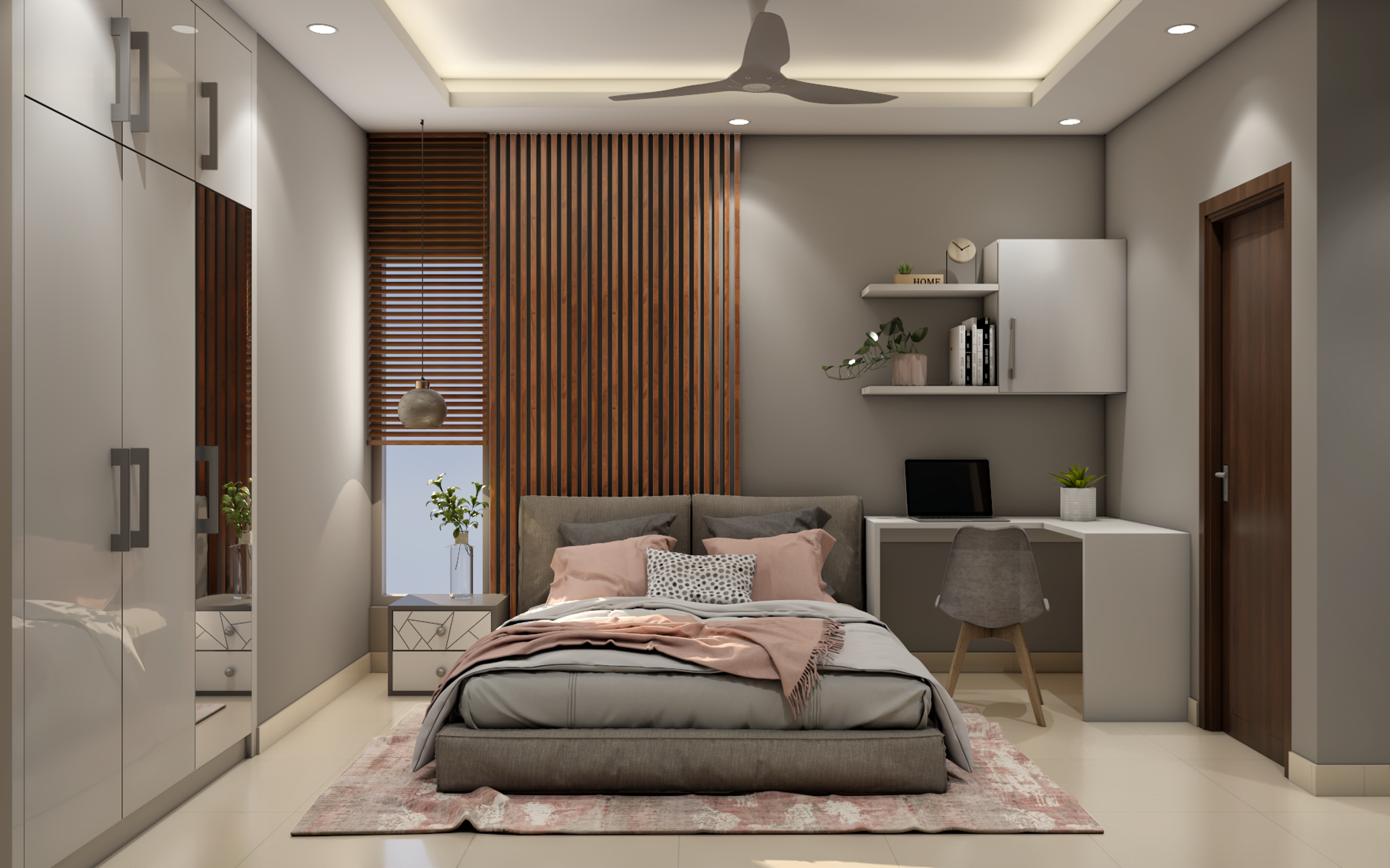 Modern & Luxurious Kids Bedroom Designed With Study Table