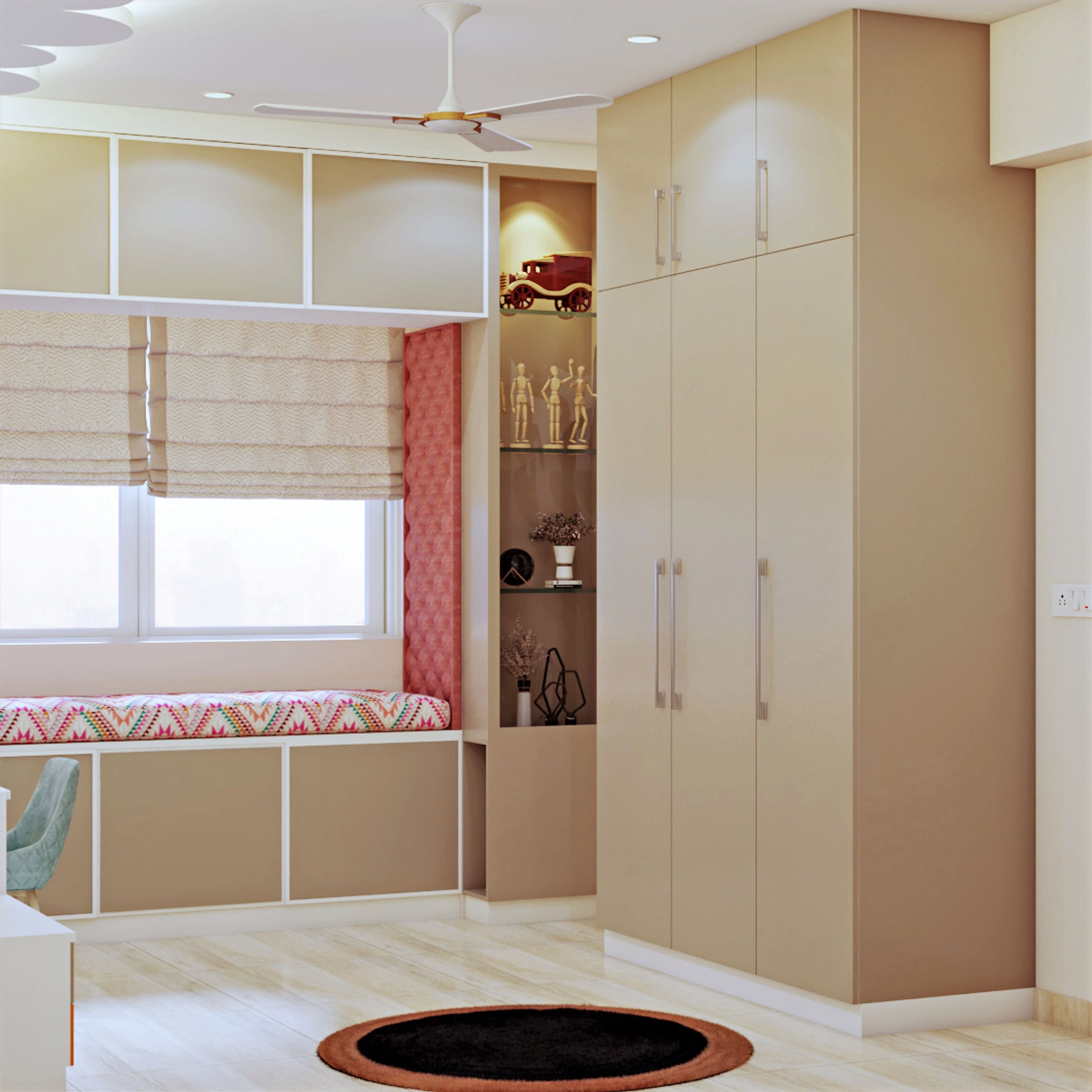 Mustard Yellow Themed Spacious Kids Bedroom With Modern Interiors - Livspace