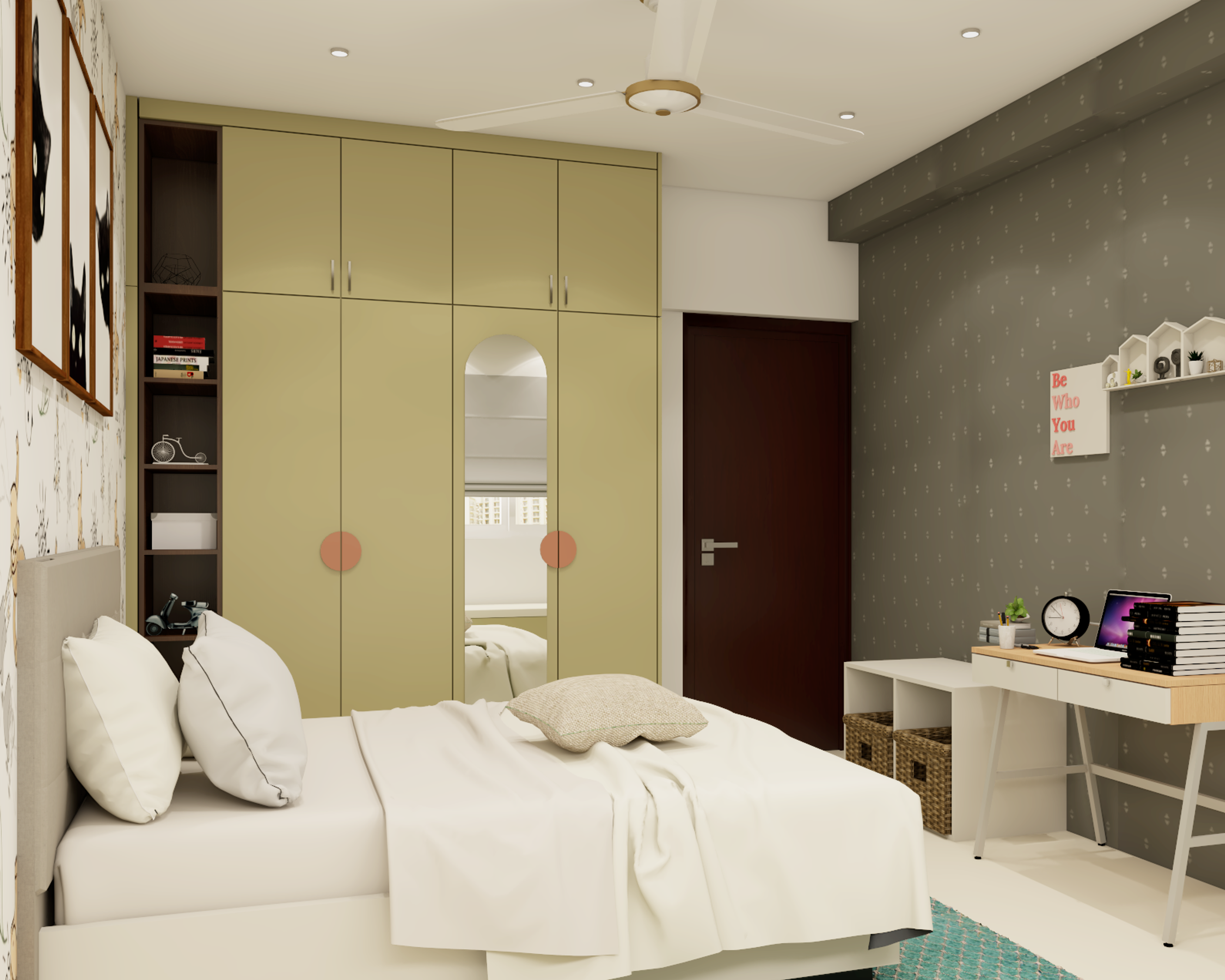 Modern Spacious Kids Bedroom With Well-Lit Interiors - Livspace