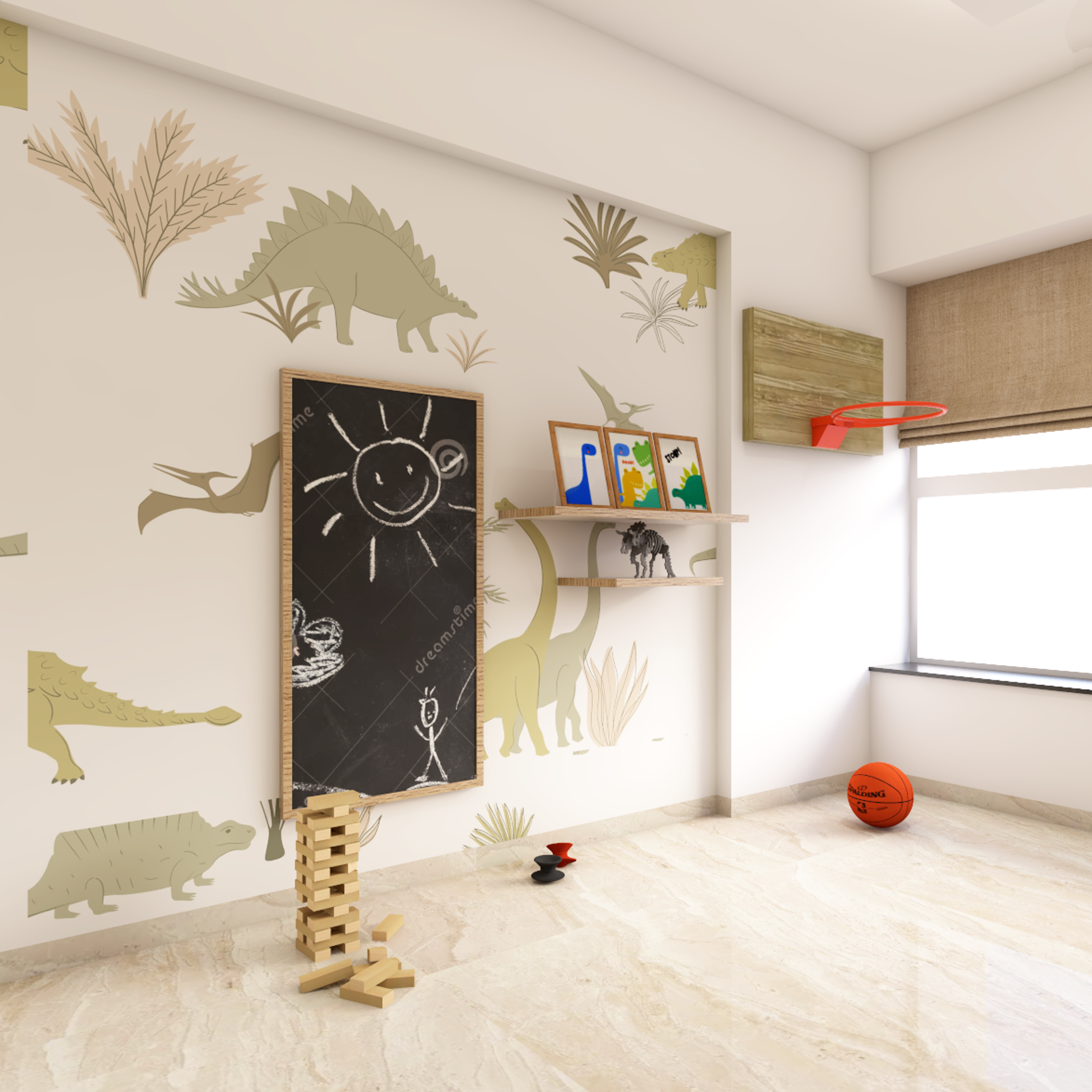 Compact Kids Bedroom WIth Modern Interiors & Well-Lit Play Area - Livspace