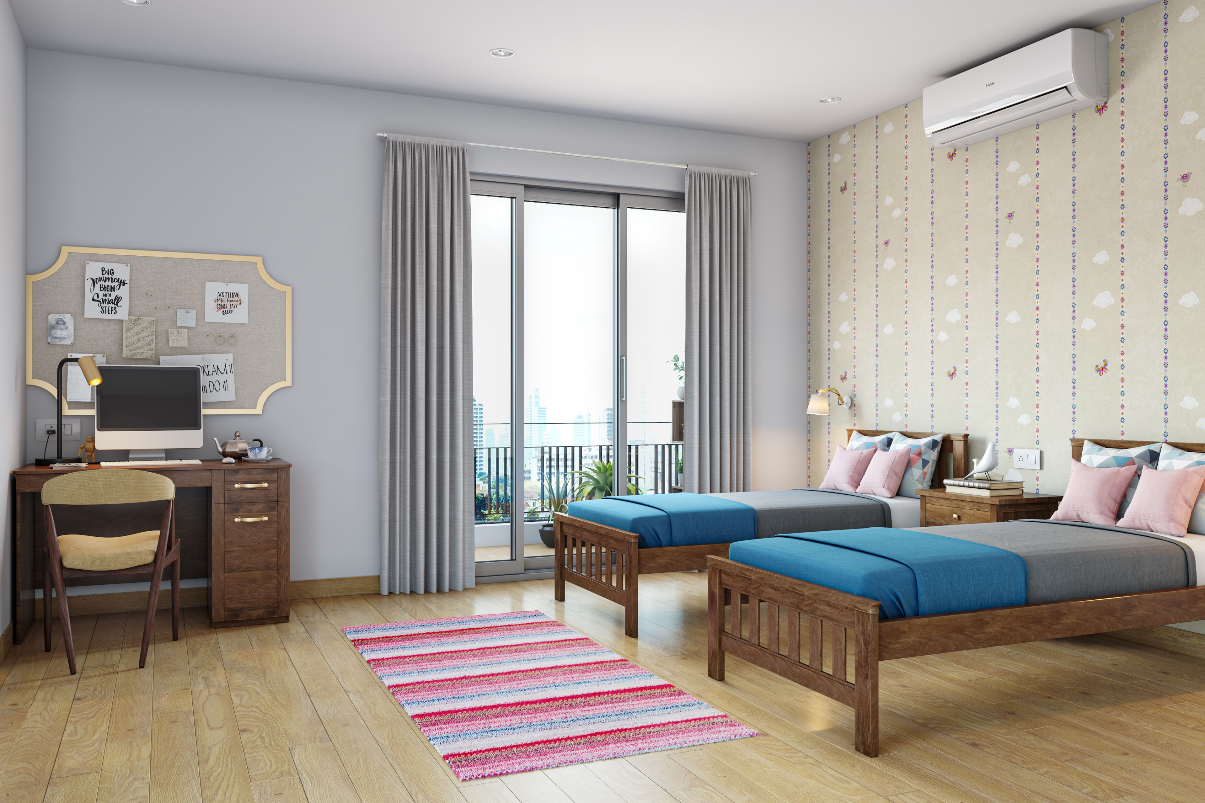 Modern Multifunctional Kids Bedroom With Spacious Interiors