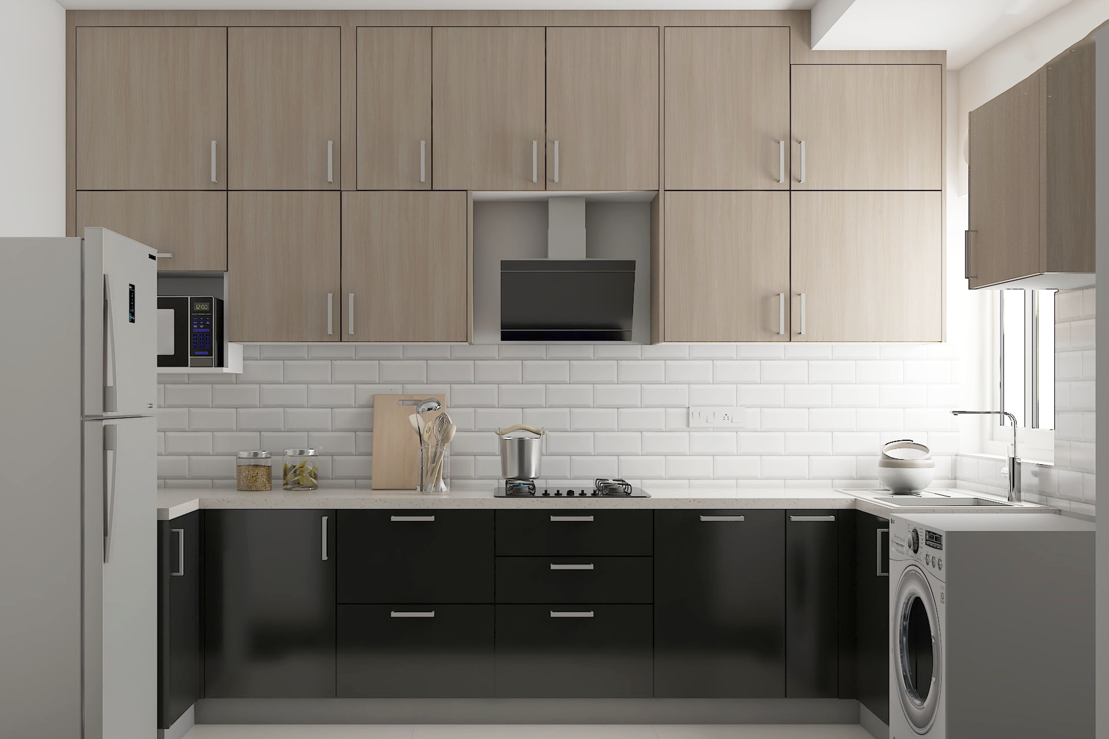 U Shaped  Contemporary Style Modular Kitchen Design