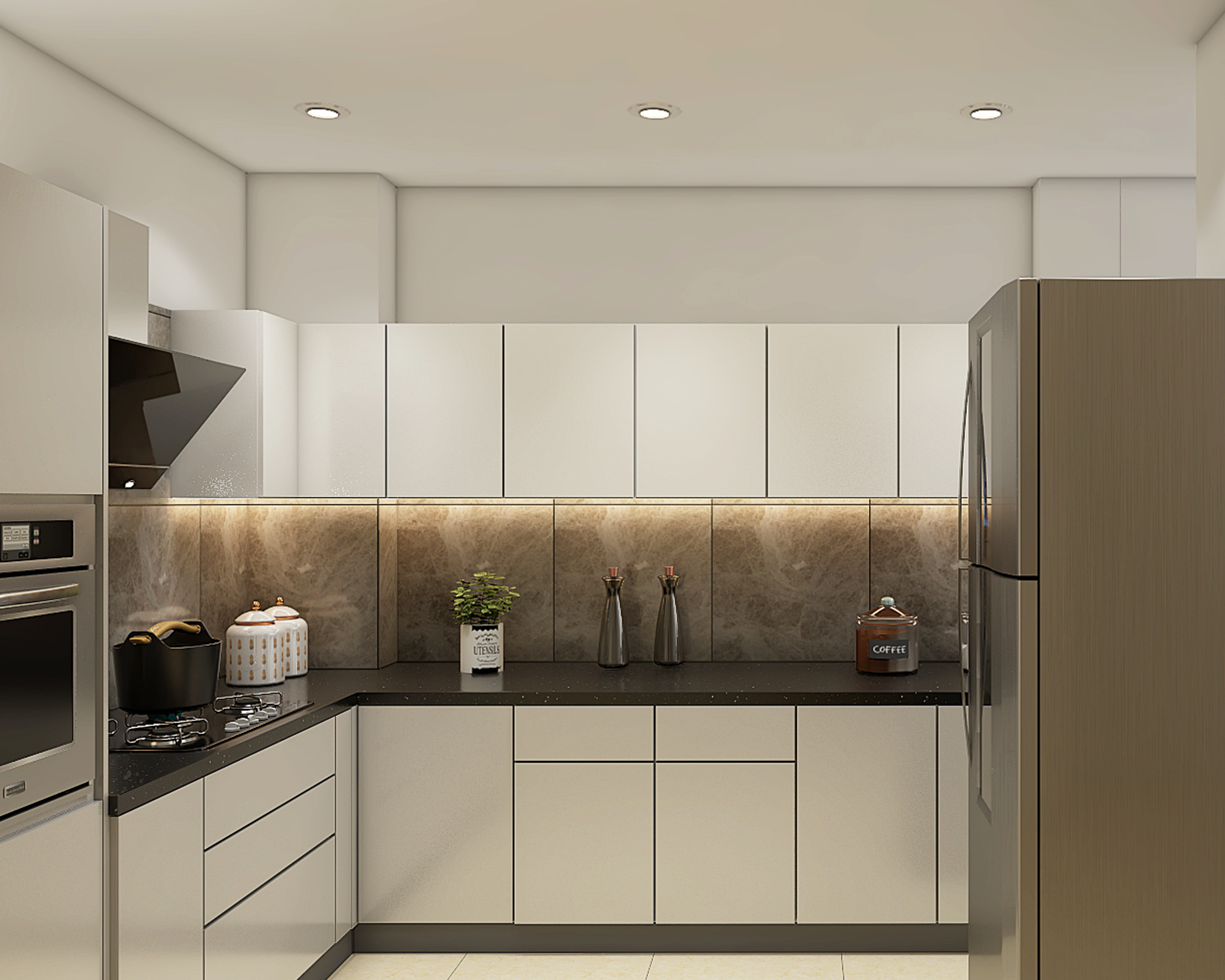 Contemporary U-Shaped Modular Kitchen Design