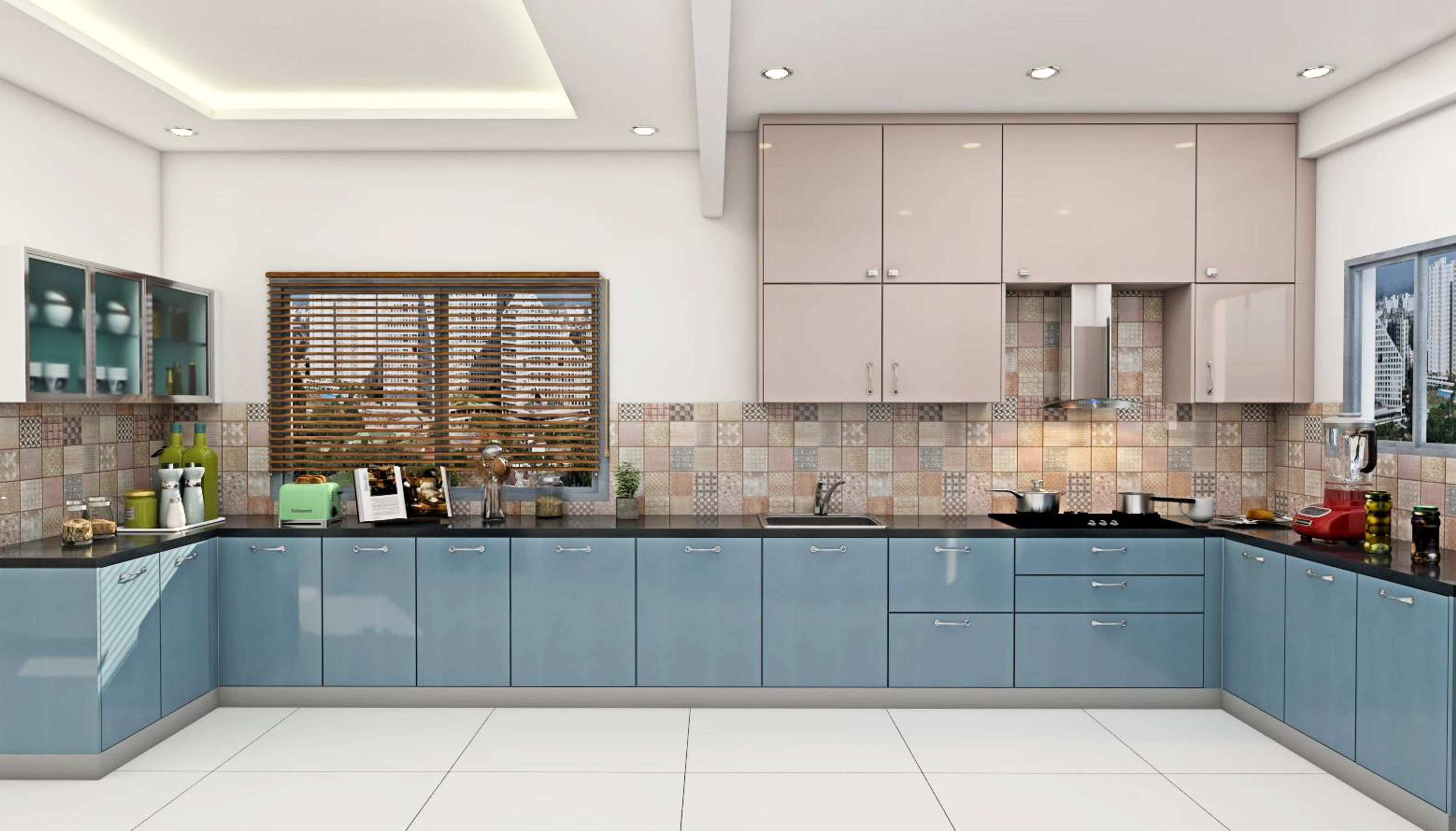 U-Shaped Contemporary Style Modular Kitchen Design