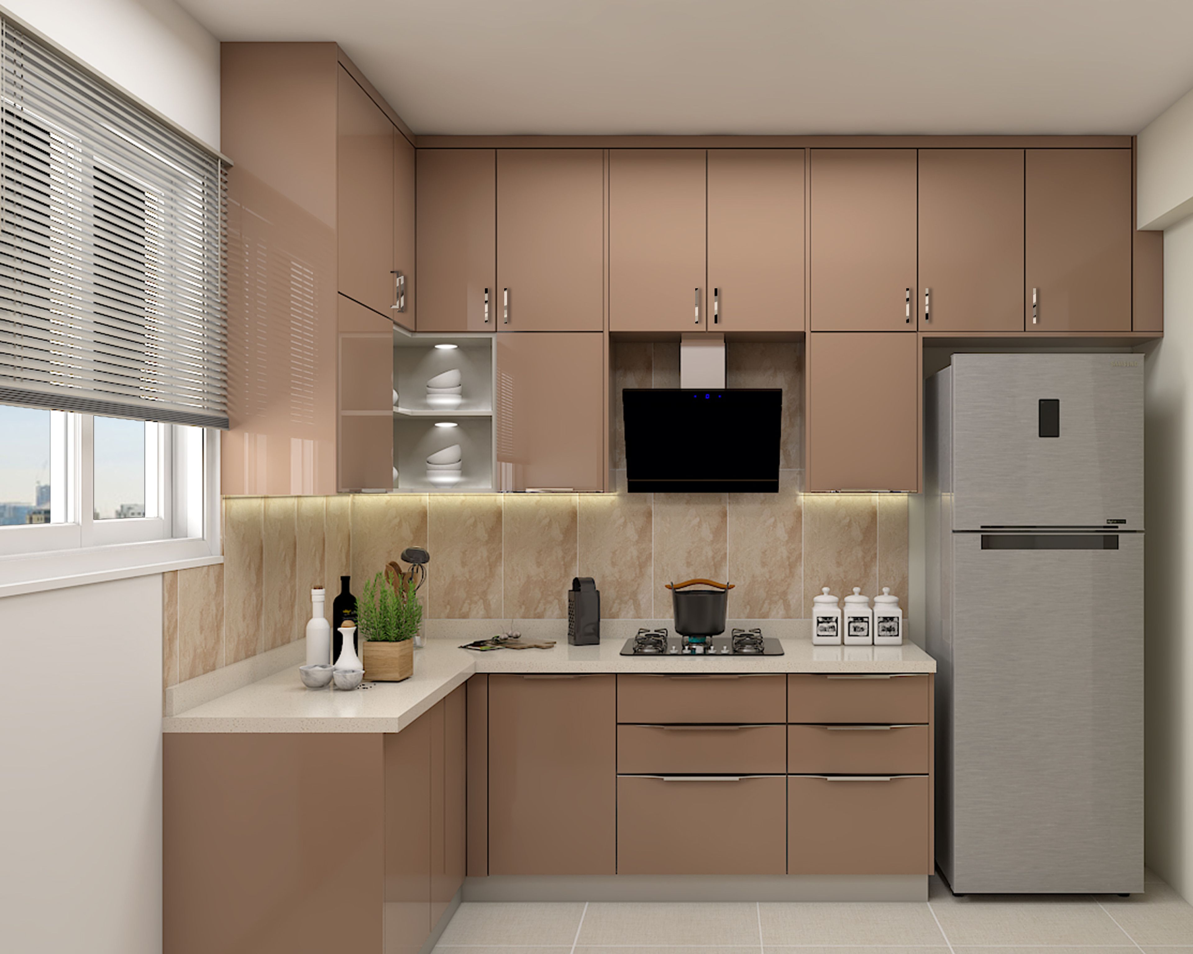 Modern Style L-Shaped Kitchen Design