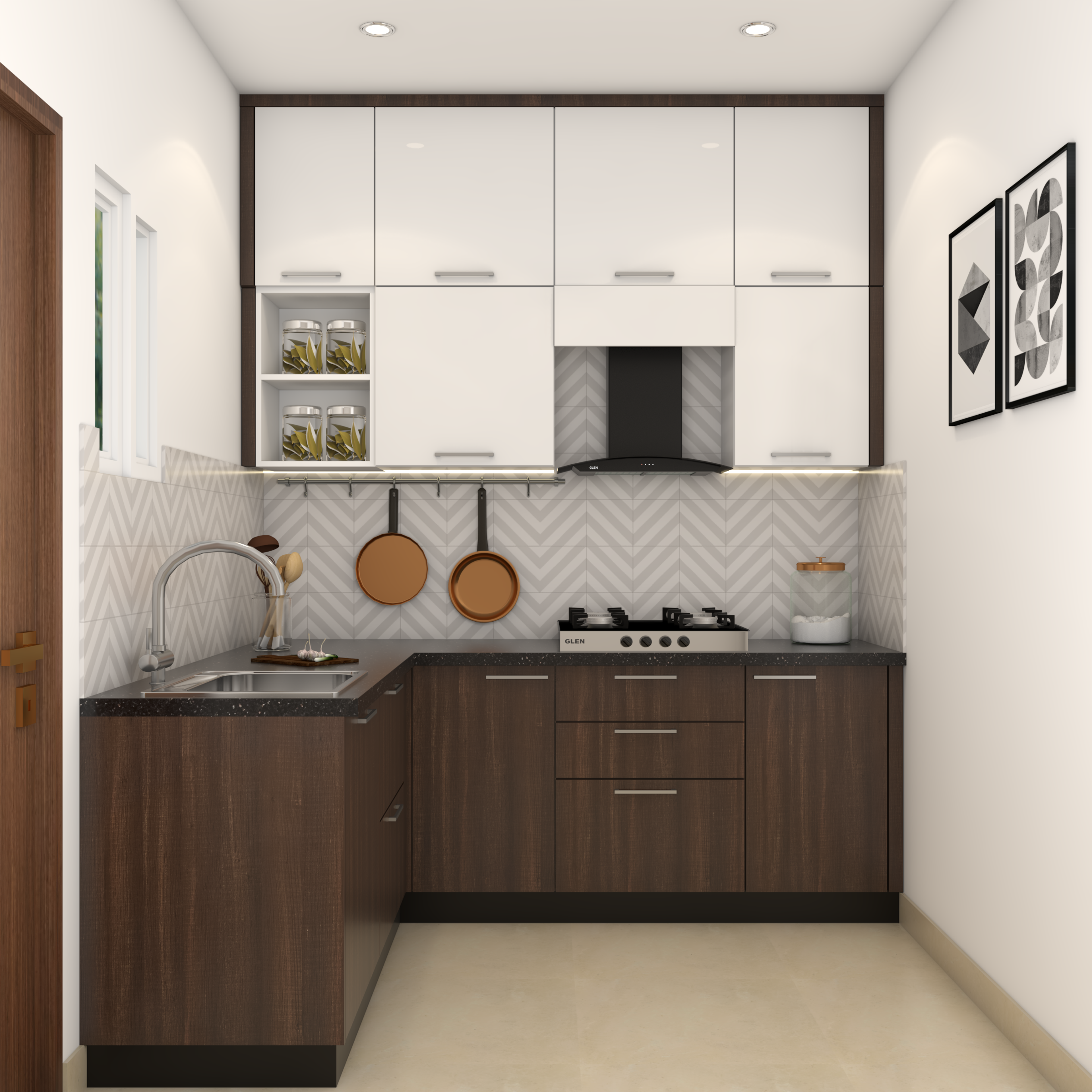 Contemporary Styled L-Shaped Kitchen Design