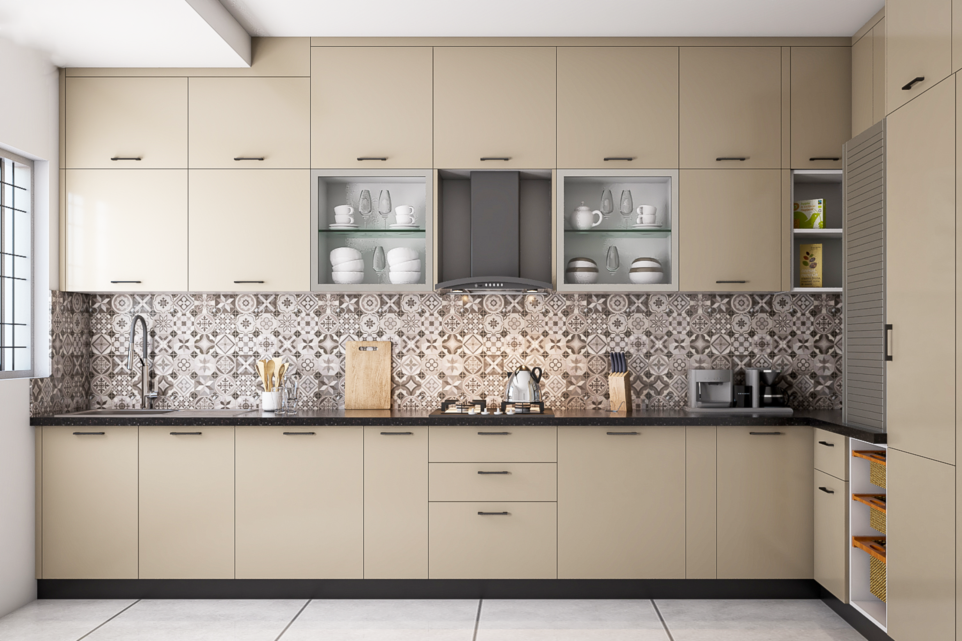 Modern Style L-Shaped Modular Kitchen