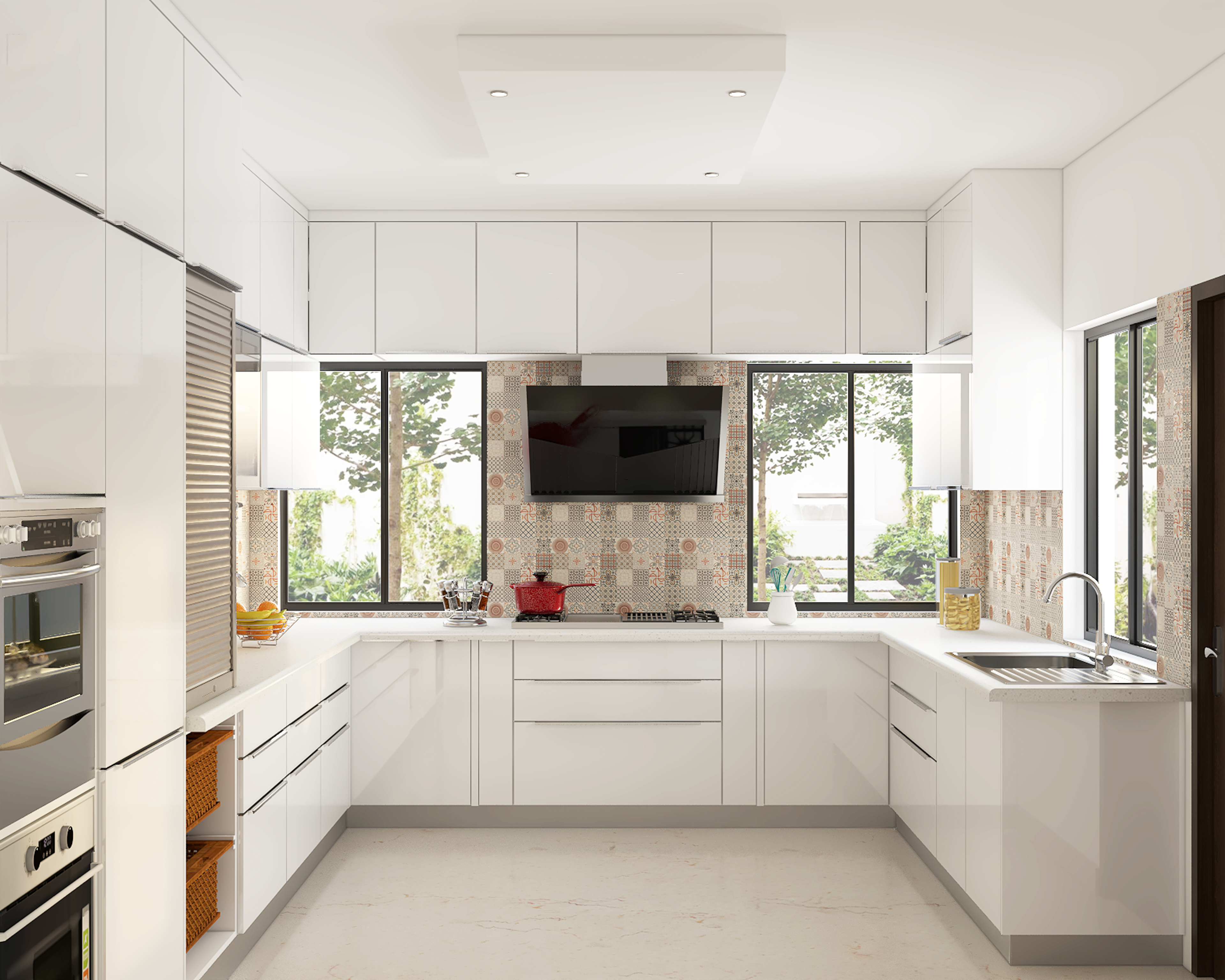 U-Shaped Modern Style Modular Kitchen
