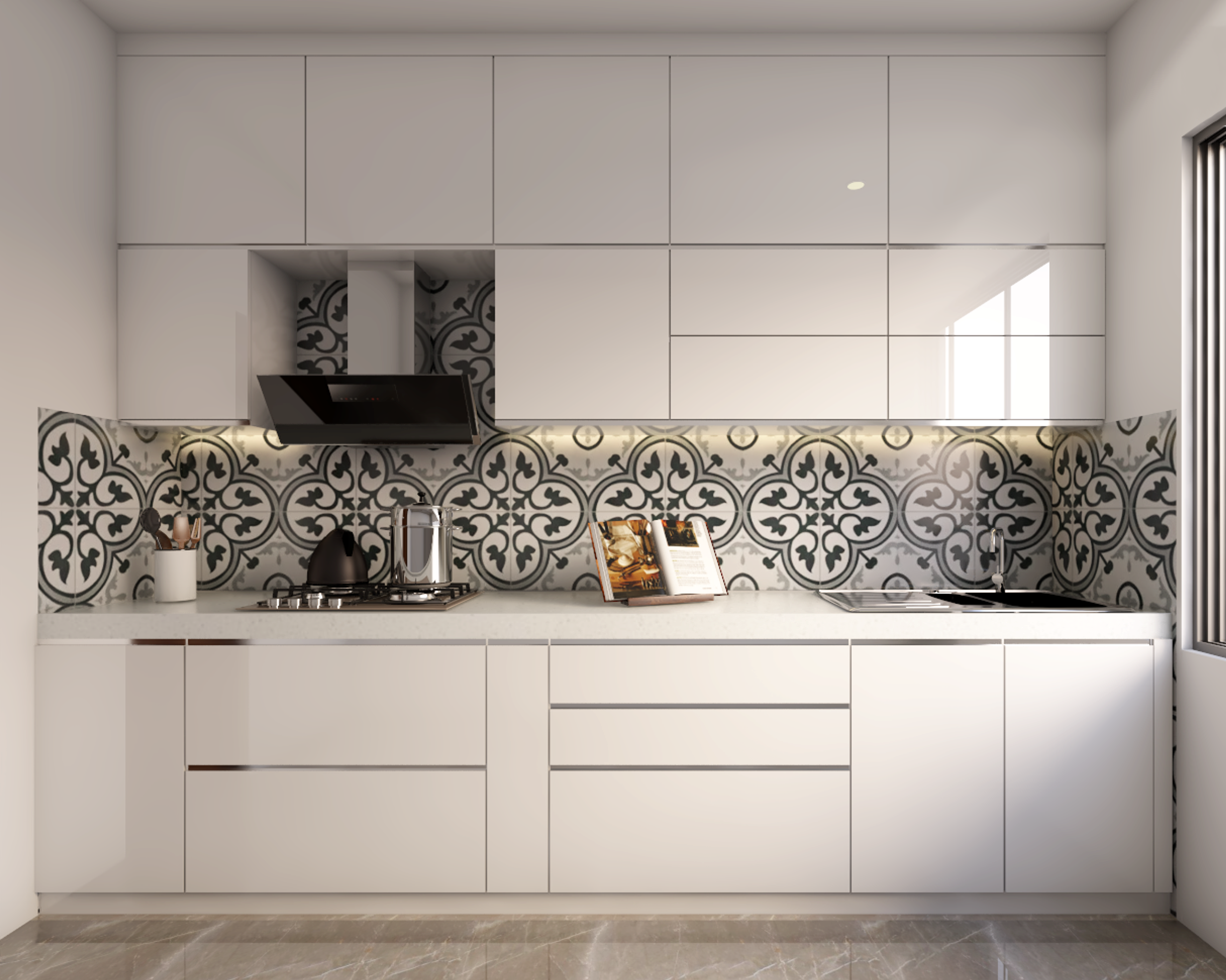 Contemporary Style Parallel Modular Kitchen
