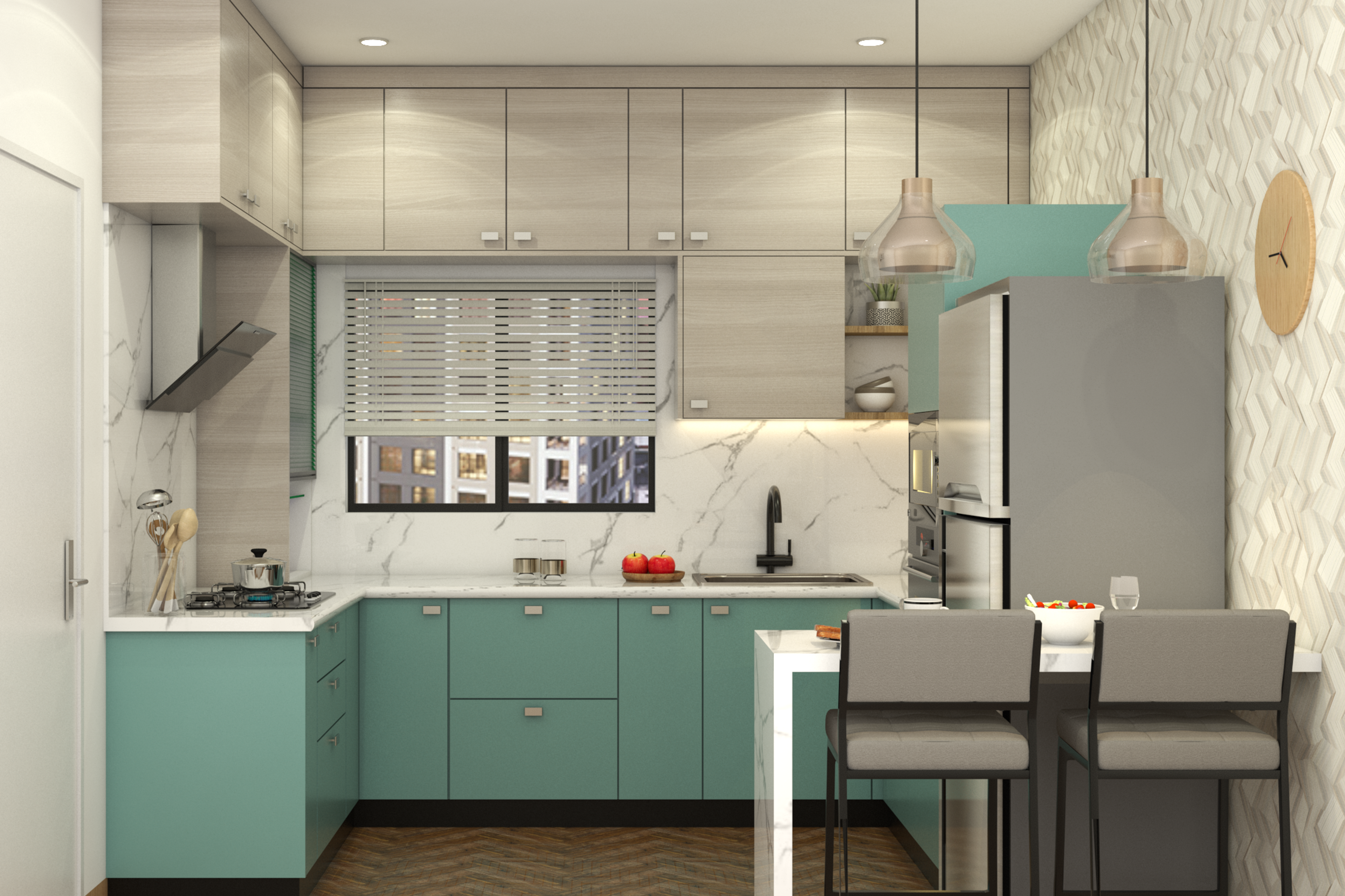 U-Shaped Contemporary Style Modular Kitchen
