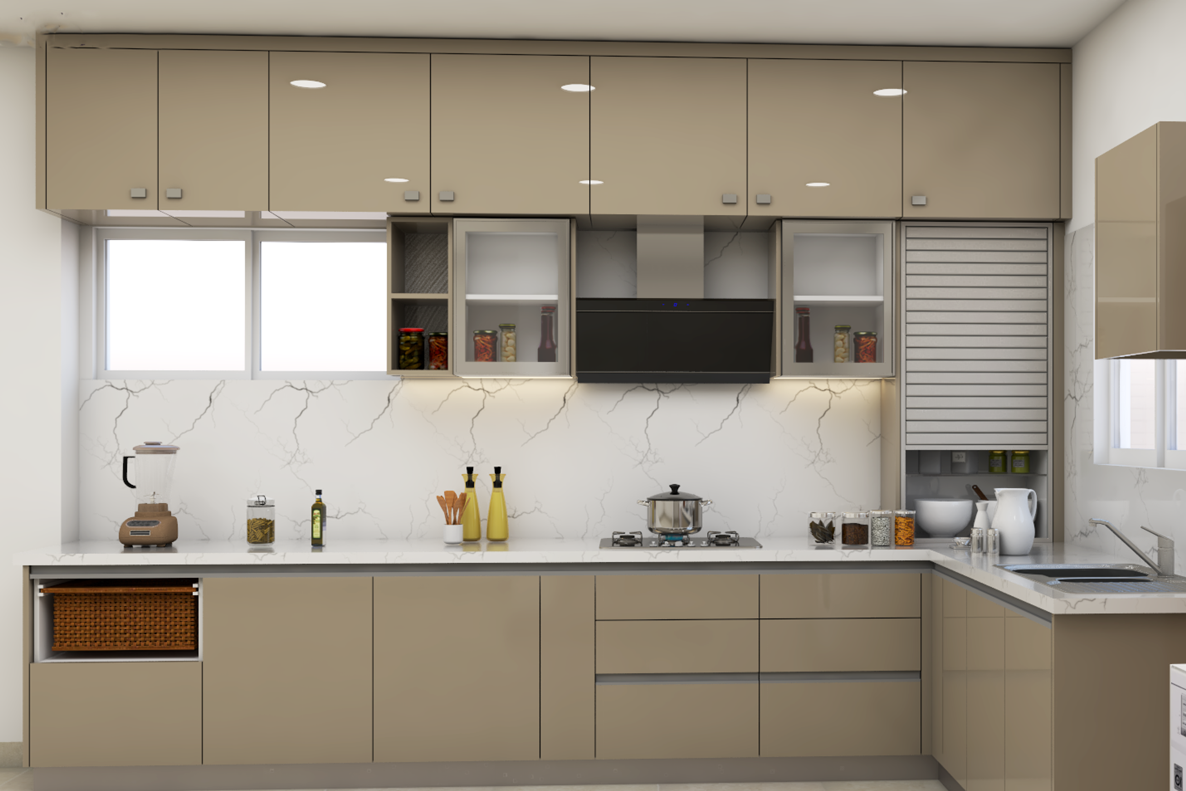 Island Shaped Modern Style Modular Kitchen