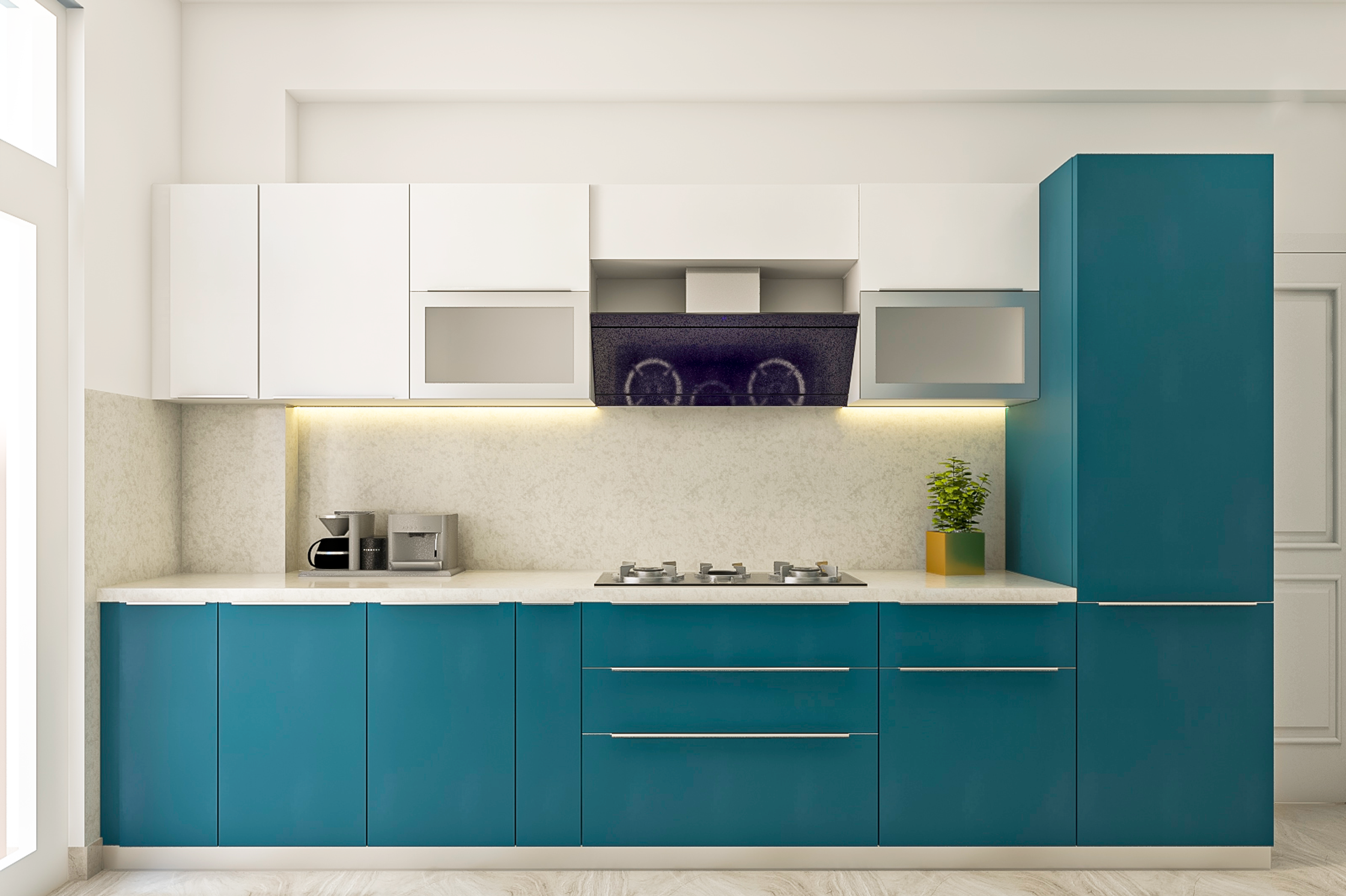 Contemporary Style Parallel Modular Kitchen