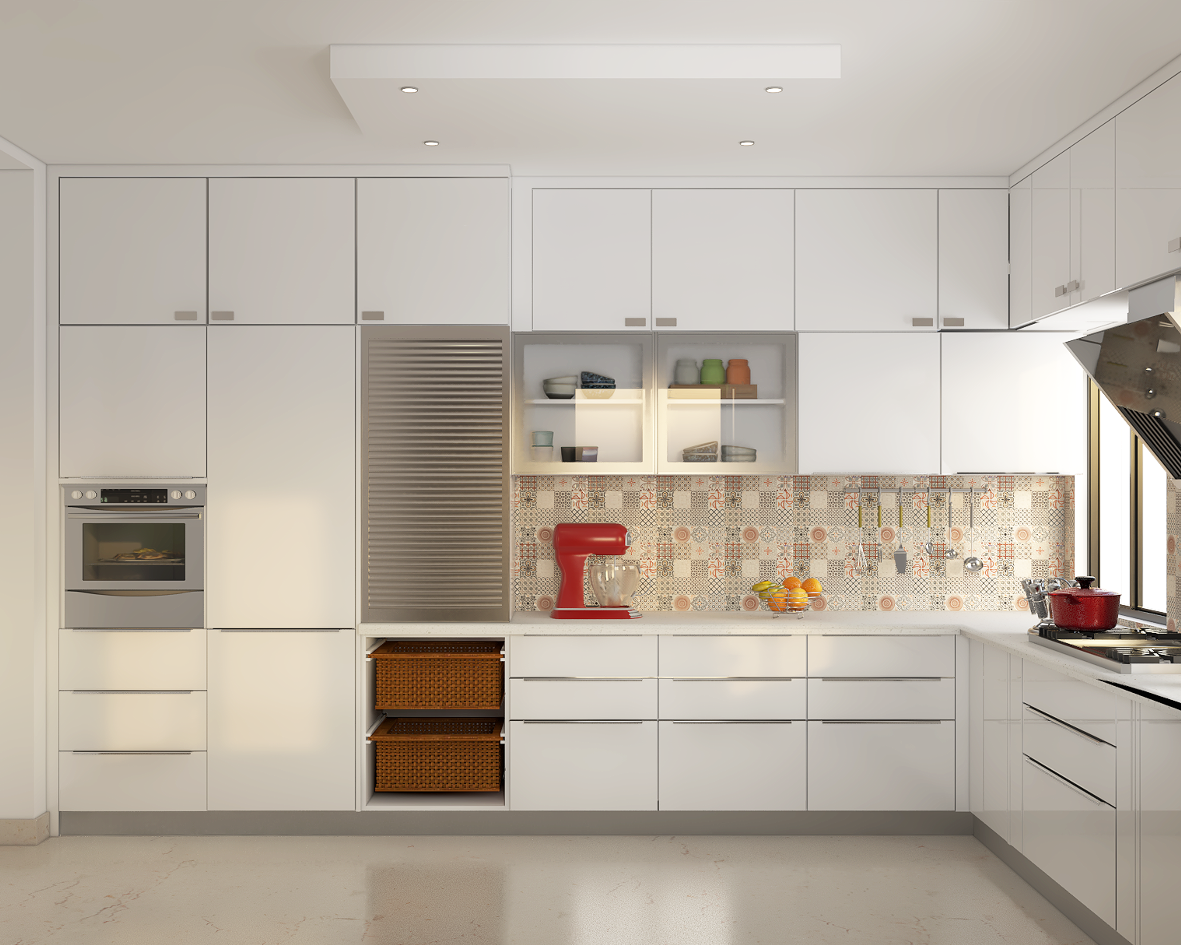 L-Shaped Modern Style Modular Kitchen