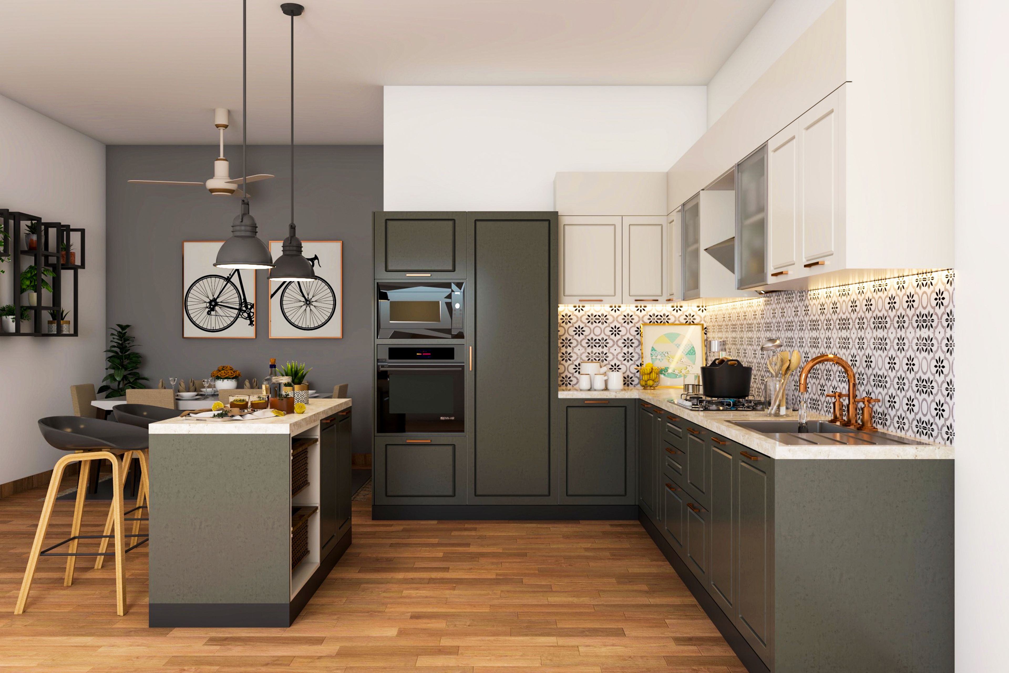 Modern Style L-Shaped Modular Kitchen