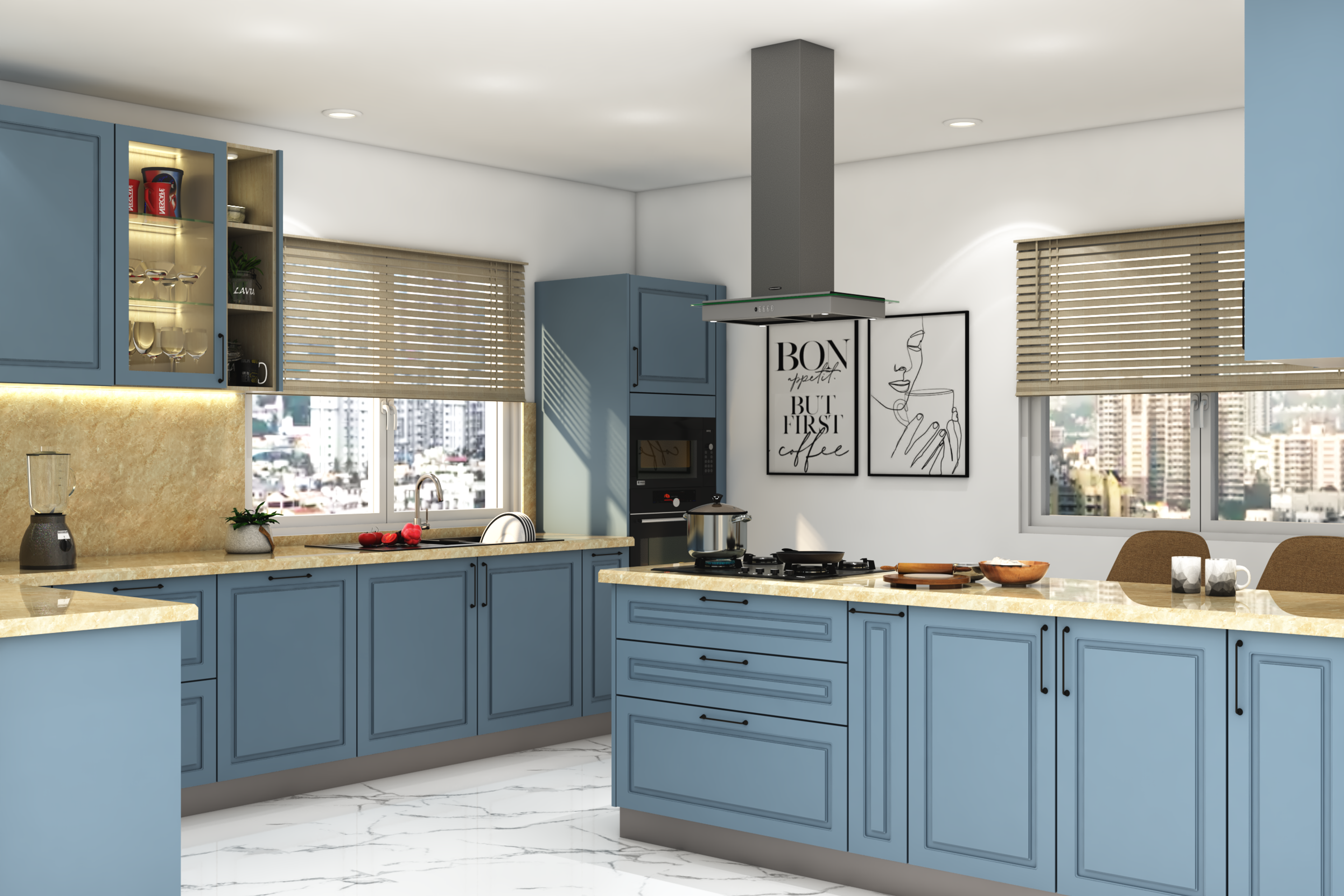Convenient Classic Style Modular Kitchen
