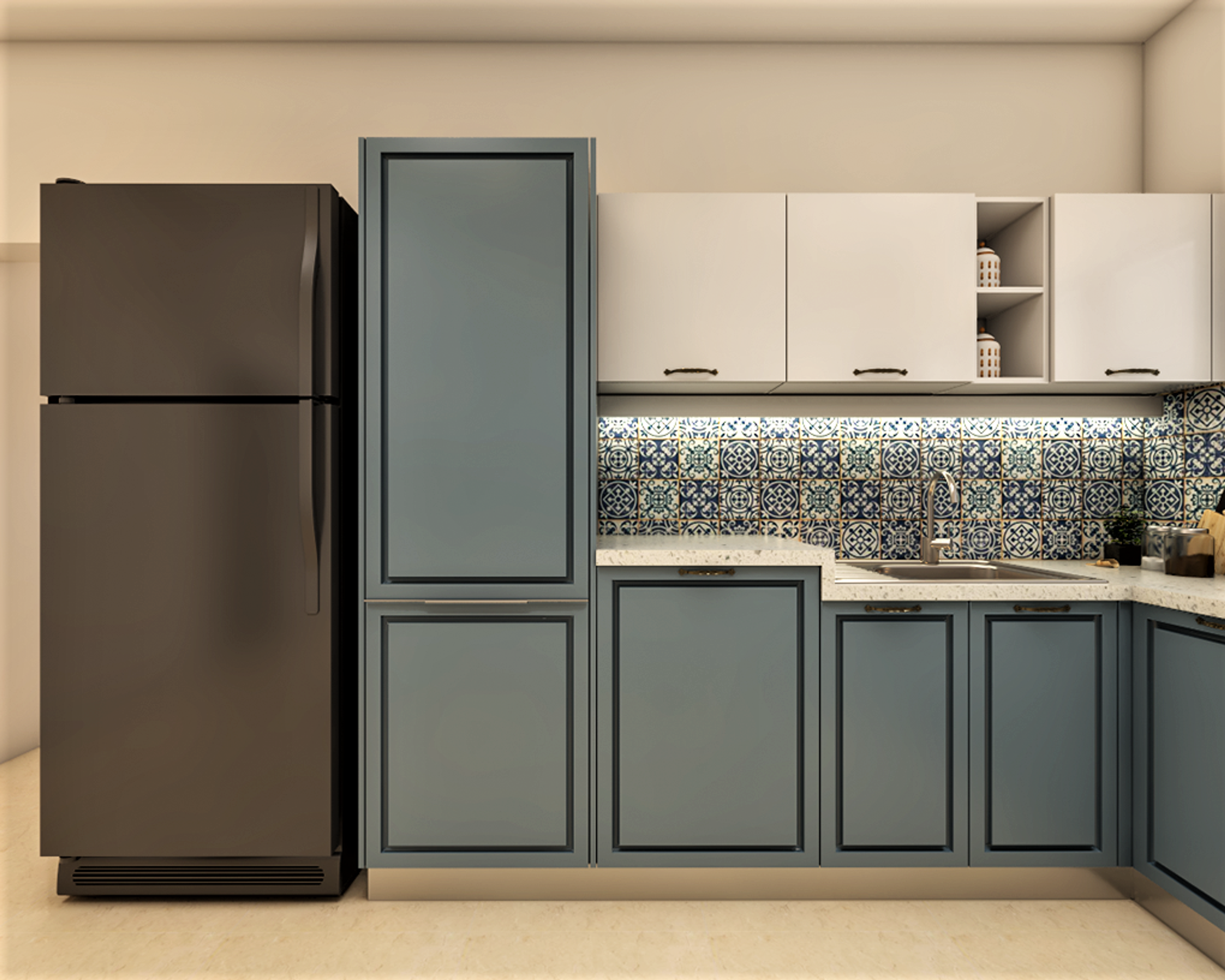 Mid Century Modern Style Modular Kitchen