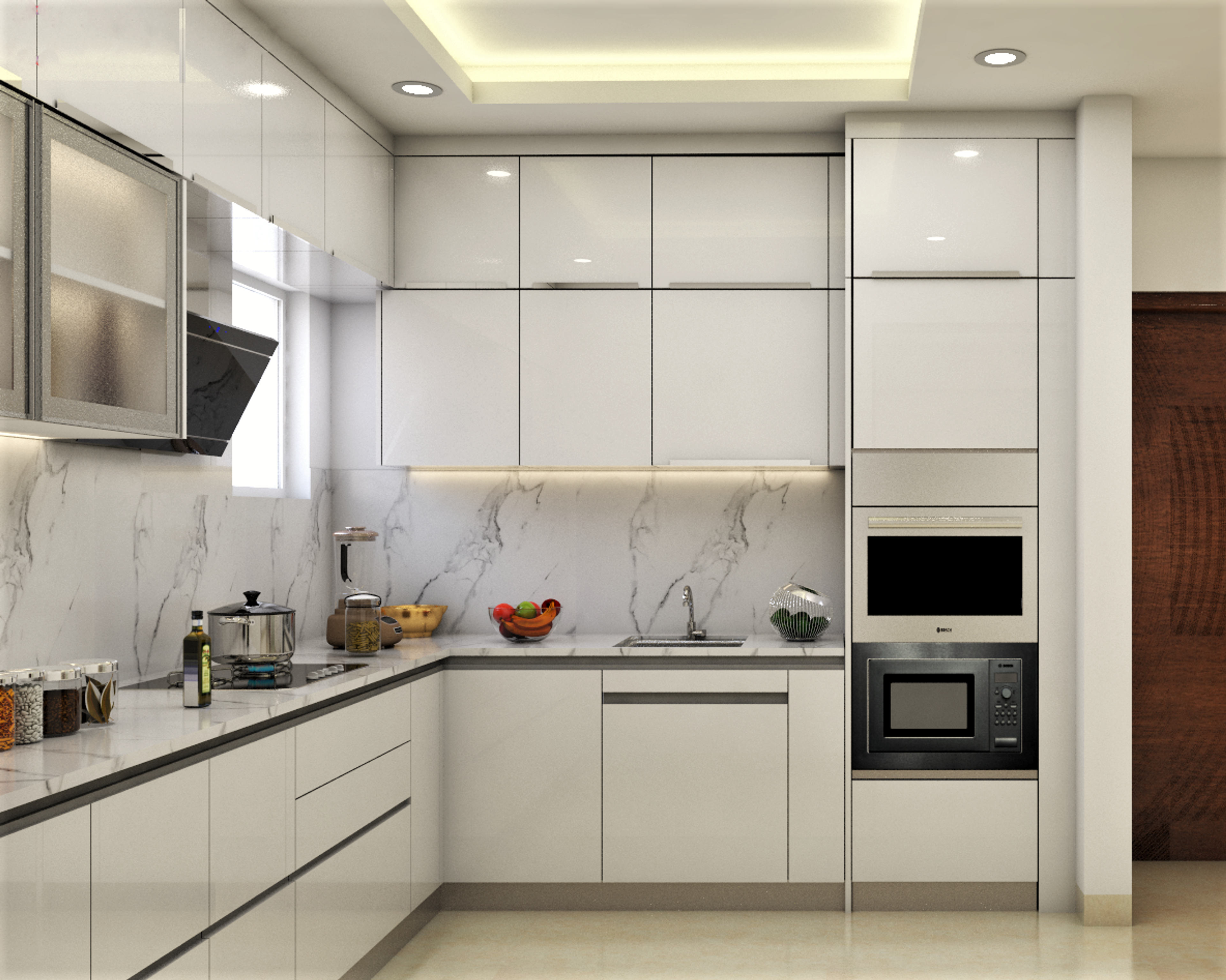 Modern Style L-shaped Modular Kitchen